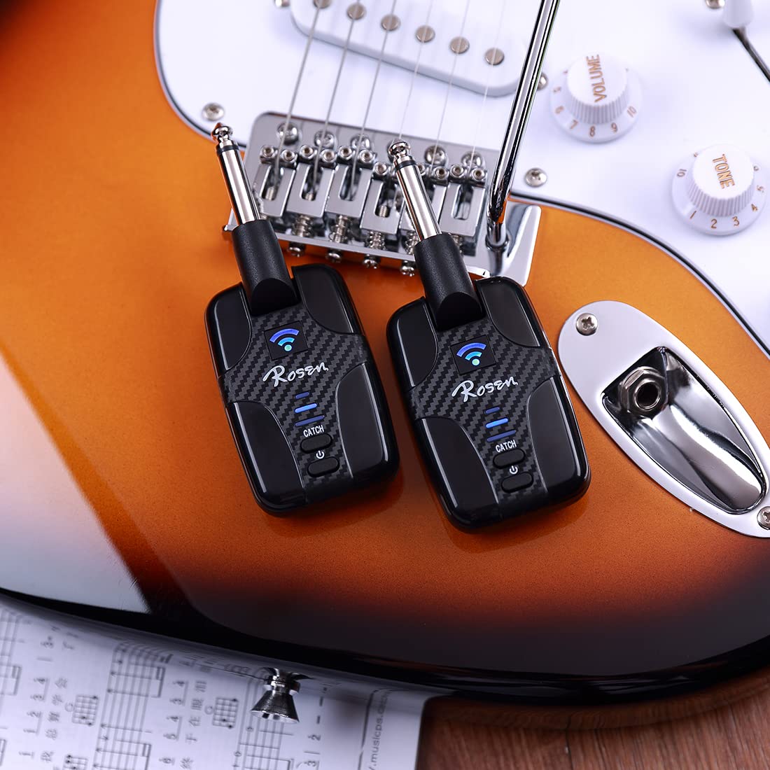 Rosen DC-81 Guitar Wireless System 2.4GHz Rechargeable Guitar Wireless Transmitter and Receiver for Electric Guitar Bass Violin Keyboard - Image 6