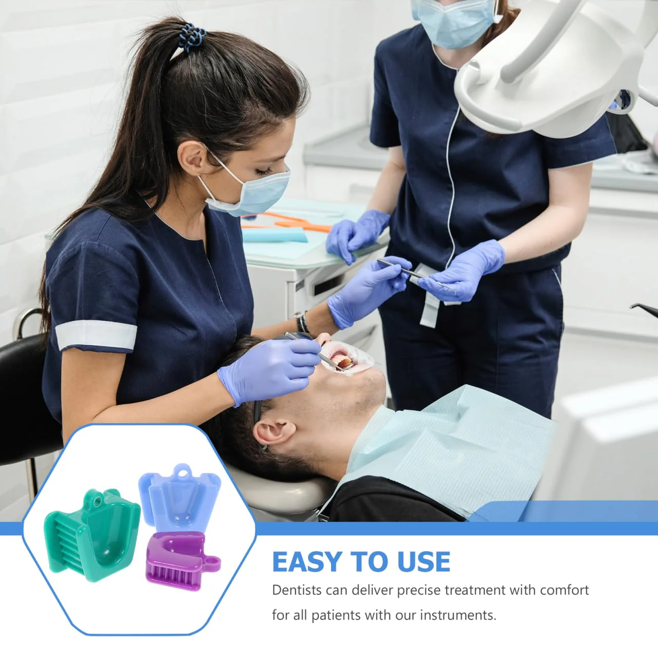 ROSENICE 3pcs Dental Mouth Prop Bite Block Cushion Opener Retractor Small Medium Large Size (Blue Green Purple) - Image 5