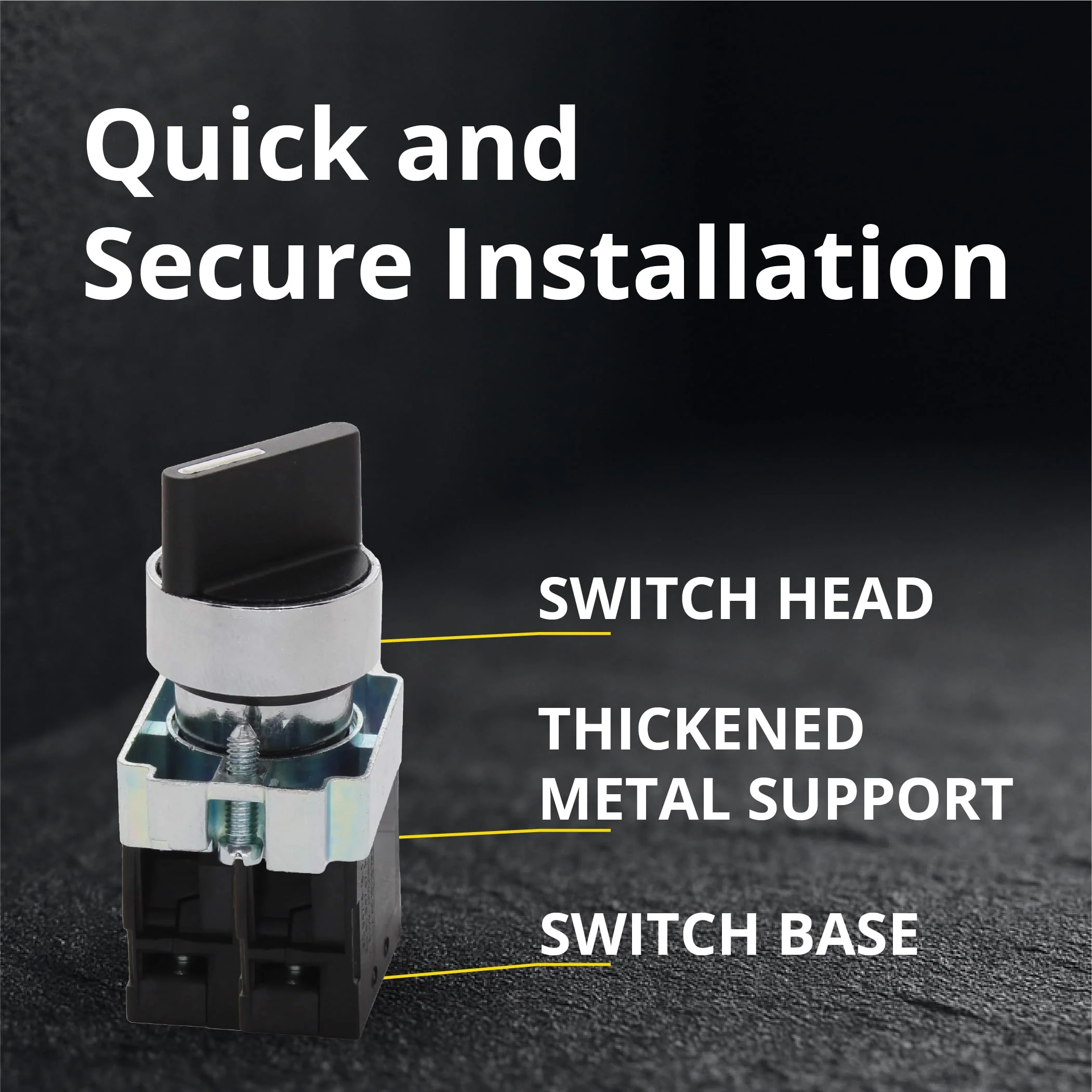 Rotary Switch - 2-Position Selector Switch Maintained - 22mm Mounting Hole - Electric NO NC Latching - 220VAC Voltage and 10A Contact Current - (4 Pack) 4 Pack NO/NC - Image 7