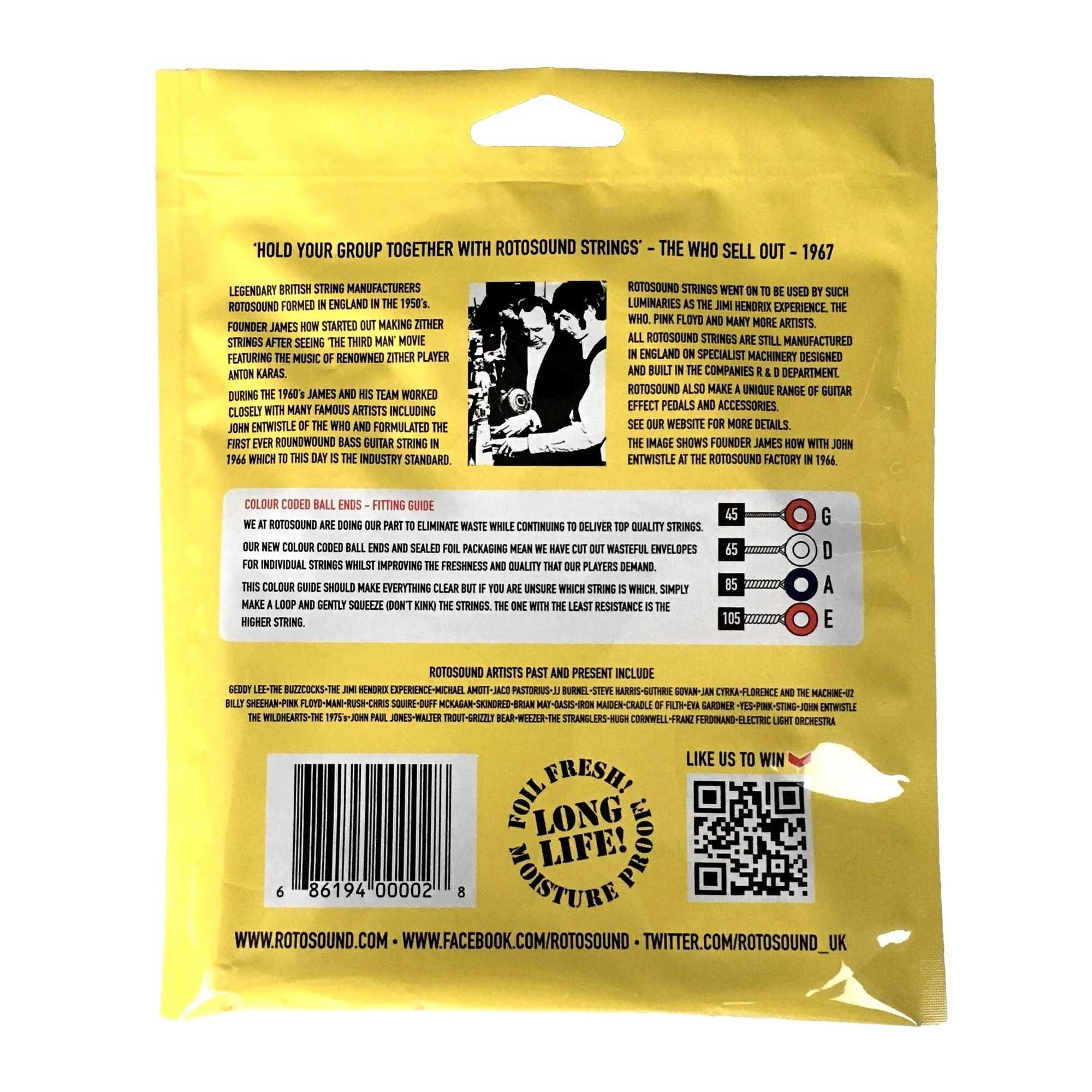 Rotosound RS44LD Phosphor Bronze Bass Guitar Strings (45 65 85 105) - Image 3