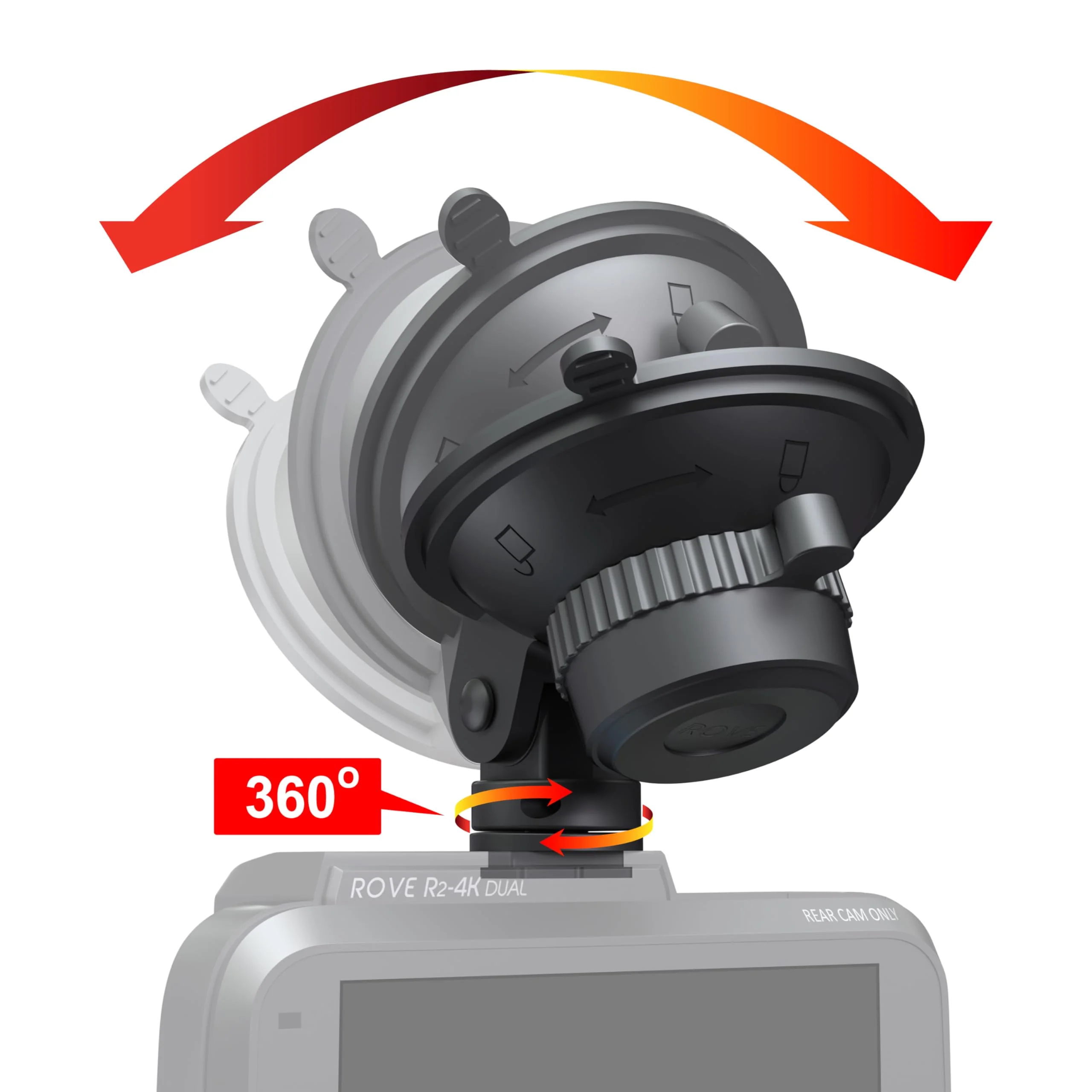 ROVE Suction Cup Mount for R2-4K, R2-4K PRO and R2-4K Dual Dash Cam Models - Image 2