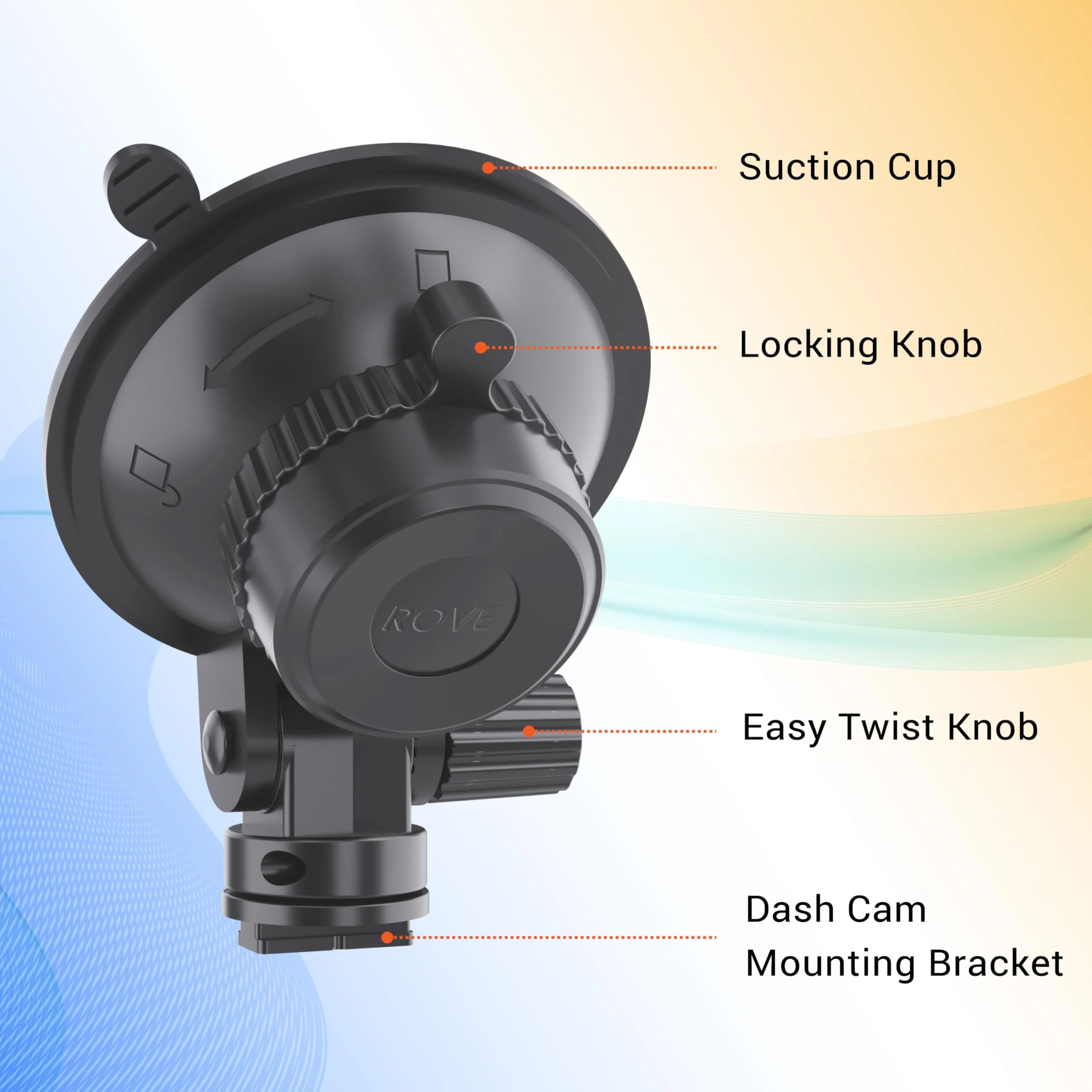 ROVE Suction Cup Mount for R2-4K, R2-4K PRO and R2-4K Dual Dash Cam Models - Image 4
