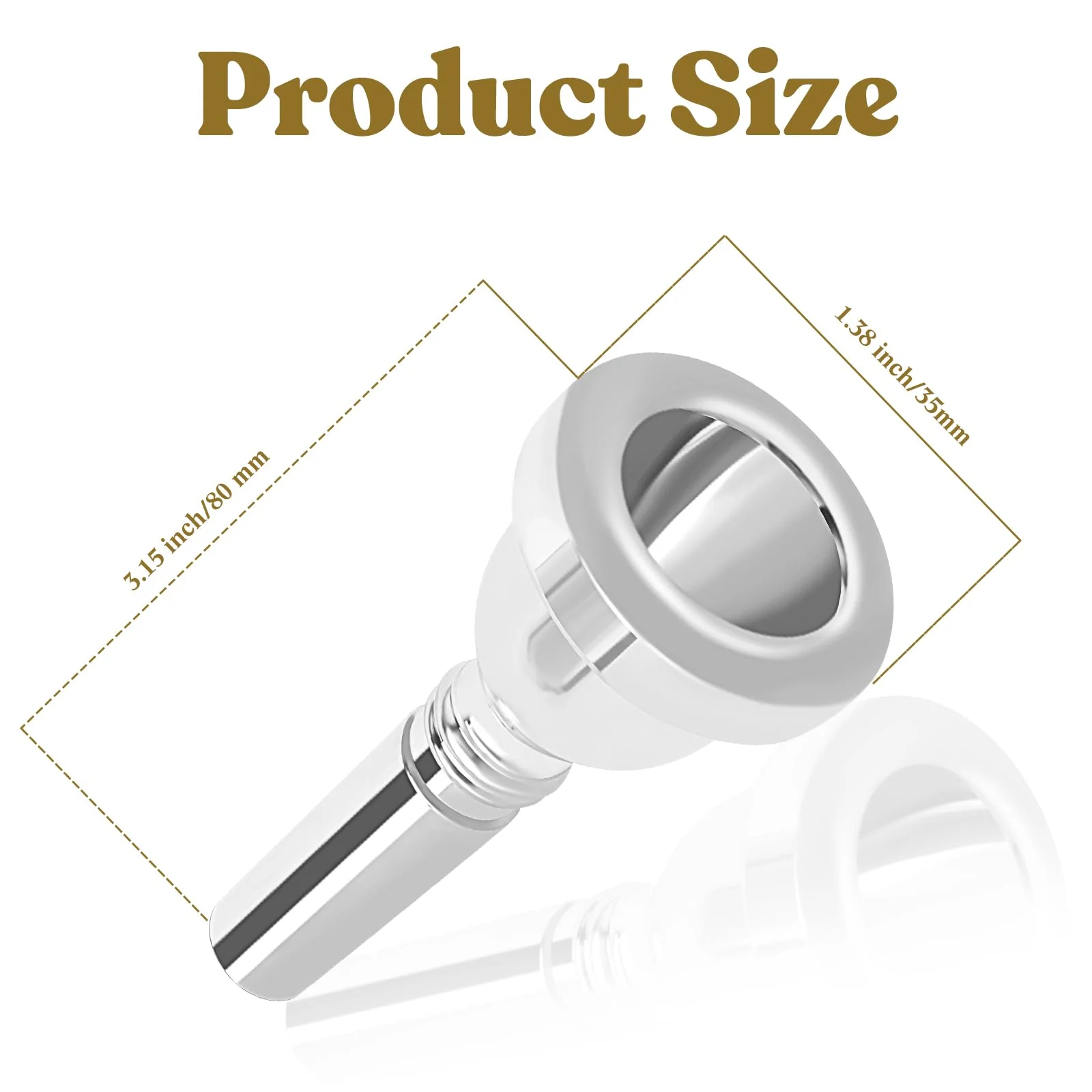 ROWELL Euphonium Mouthpiece 12 C Euphonium Mouthpiece Baritone Mouthpiece Standard Euphonium Mouthpiece Silver-Plated Euphonium Mouthpiece Professional Baritone Euphonium Replacement Mouthpiece - Image 2