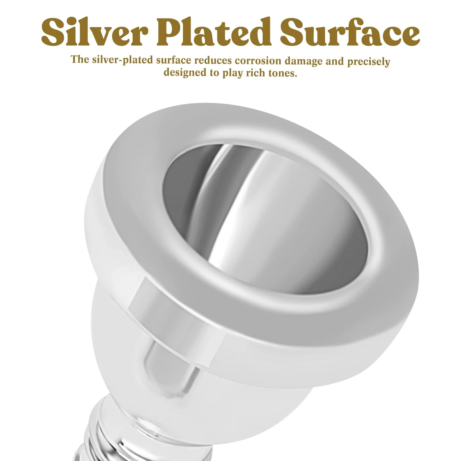ROWELL Euphonium Mouthpiece 12 C Euphonium Mouthpiece Baritone Mouthpiece Standard Euphonium Mouthpiece Silver-Plated Euphonium Mouthpiece Professional Baritone Euphonium Replacement Mouthpiece - Image 4