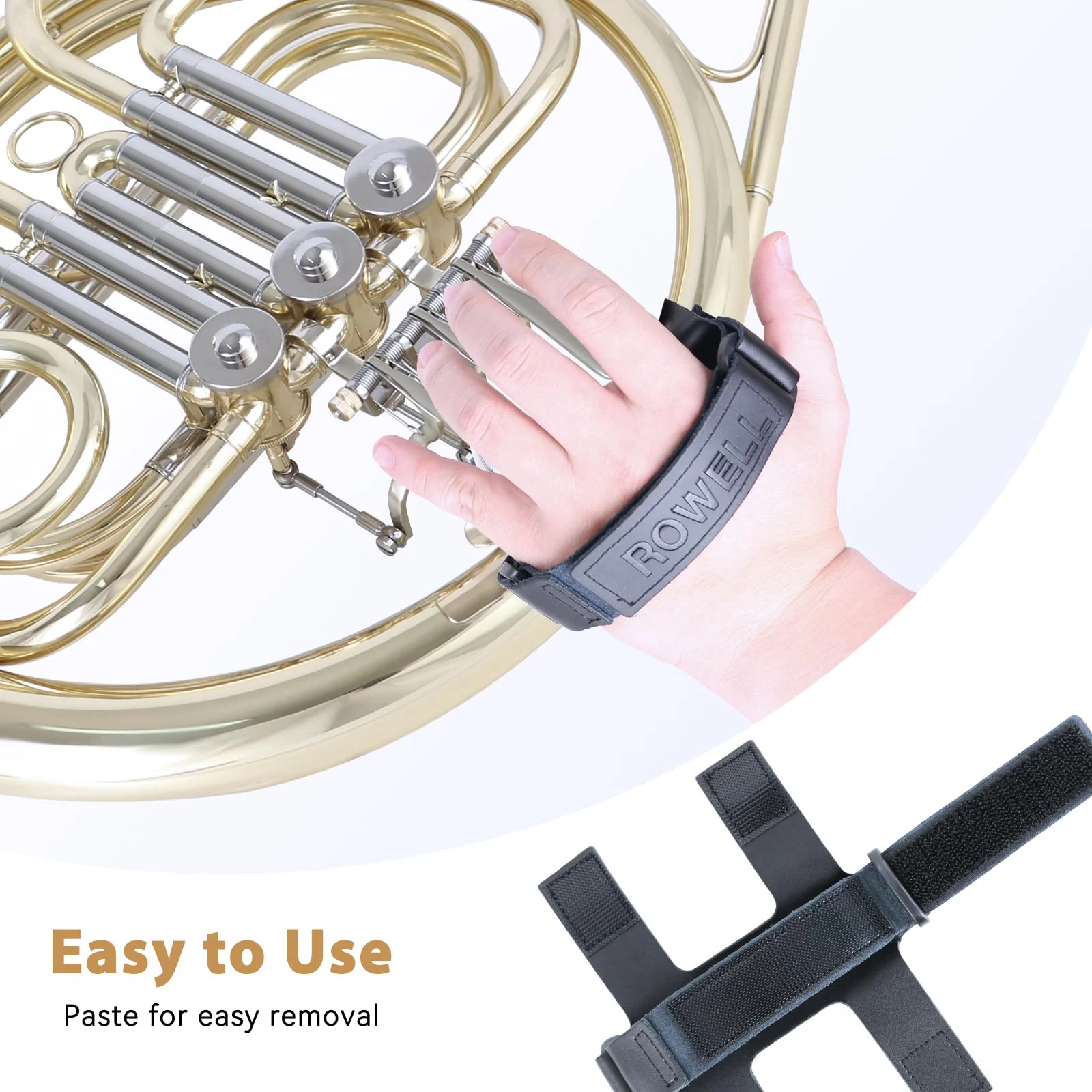 ROWELL French Horn Guard Cowhide French Horn Hand Guard Adjustable French Horn Hand Pad Portable Wear Resistant French Horn Guard French Horn Guard Replacement - Image 3