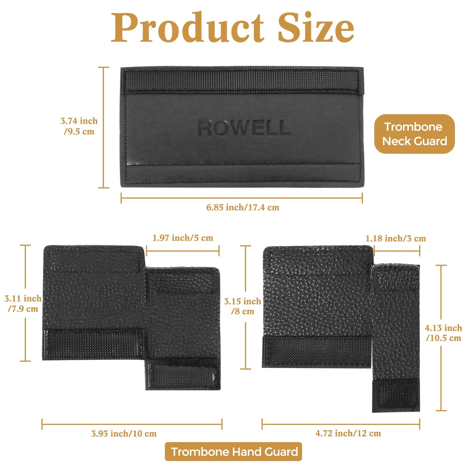ROWELL Trombone Guard Set Trombone Leather Hand Guard and Neck Guard 6.85 inch Trombone Neck Guard Pad,2 Pcs Trombone Finger Guard for Alto Trombone Thickened Non-slip Trombone Guard Set for Beginner - Image 3