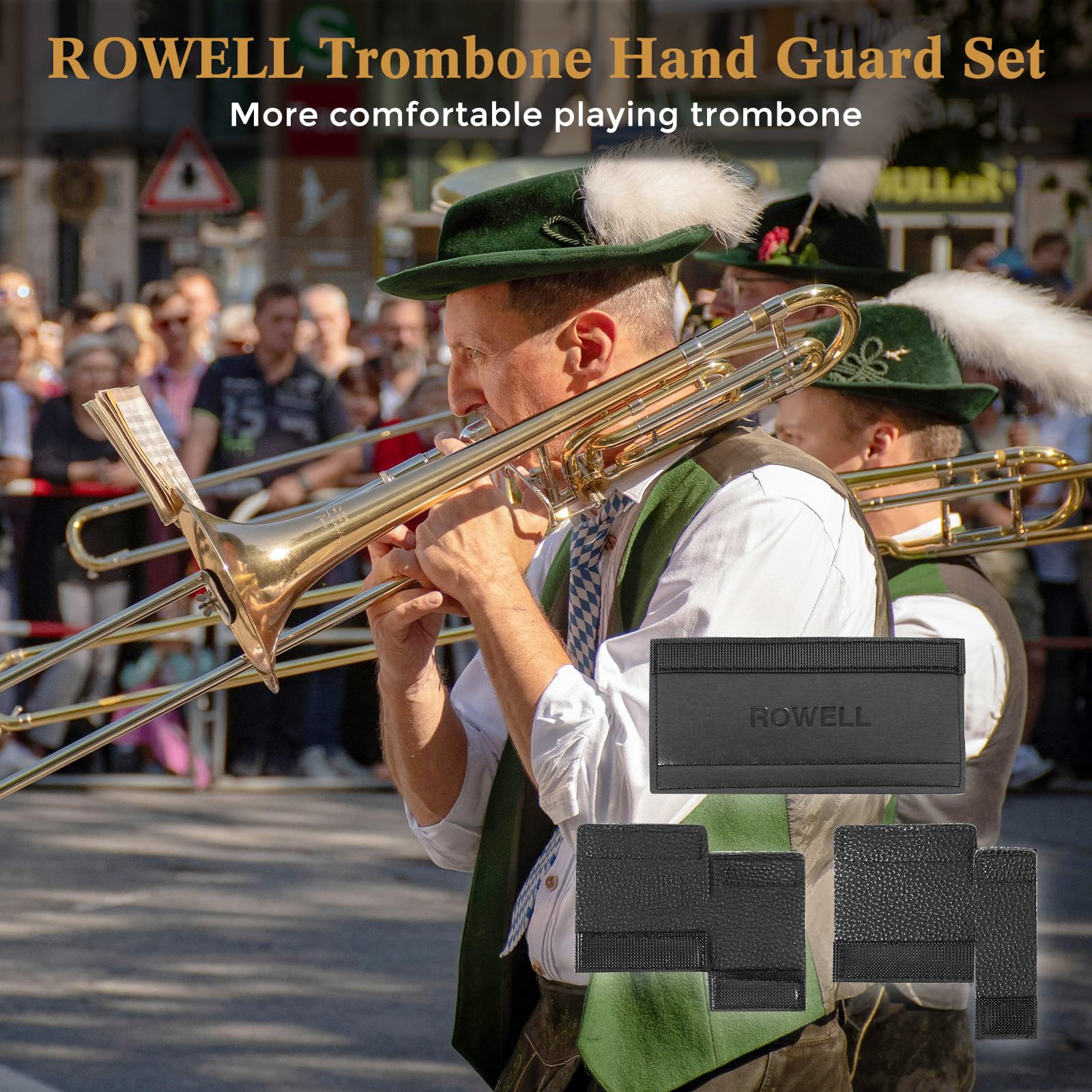 ROWELL Trombone Guard Set Trombone Leather Hand Guard and Neck Guard 6.85 inch Trombone Neck Guard Pad,2 Pcs Trombone Finger Guard for Alto Trombone Thickened Non-slip Trombone Guard Set for Beginner - Image 7