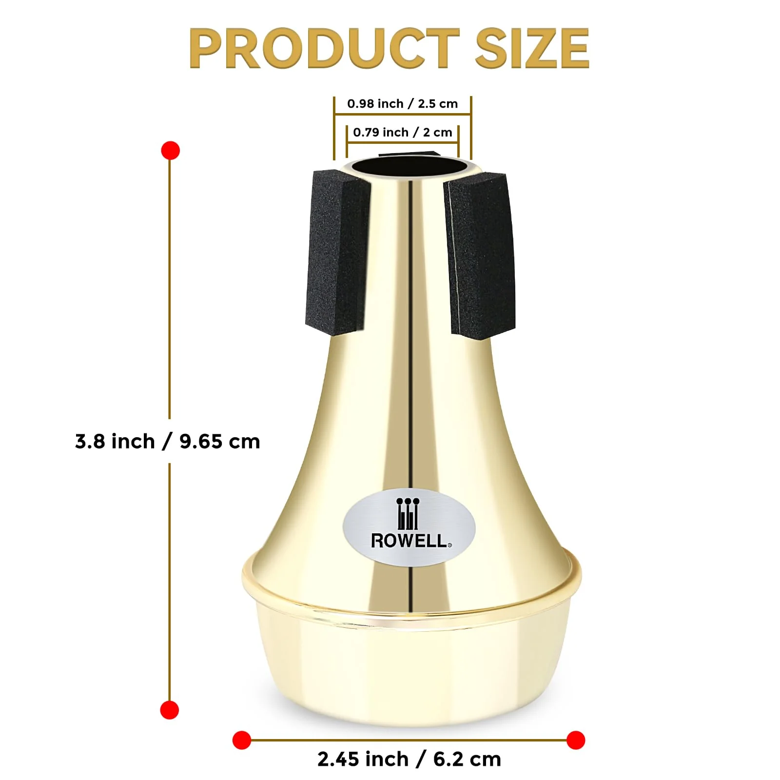 ROWELL Trumpet Mute, ABS Straight Trumpet Mute,Mini Trumpet Mute Silencer,Lightweight Practice Trumpet Mute,Trumpet Acessories for Beginner.(Gold) Gold - Image 5