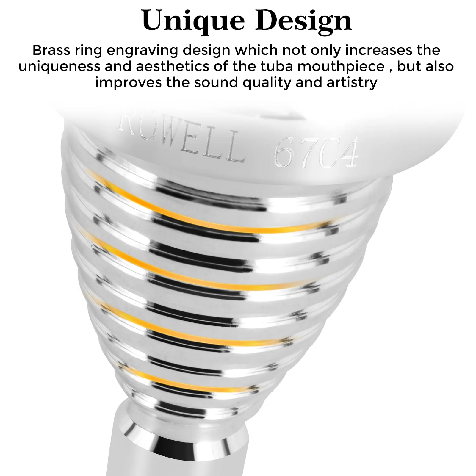ROWELL Tuba Mouthpiece 67C4 Tuba Mouthpieces Brass Tuba Mouthpiece Sliver Plated Tuba Mouthpiece Compatible with Beginners and Professionals Tuba Accessories - Image 4