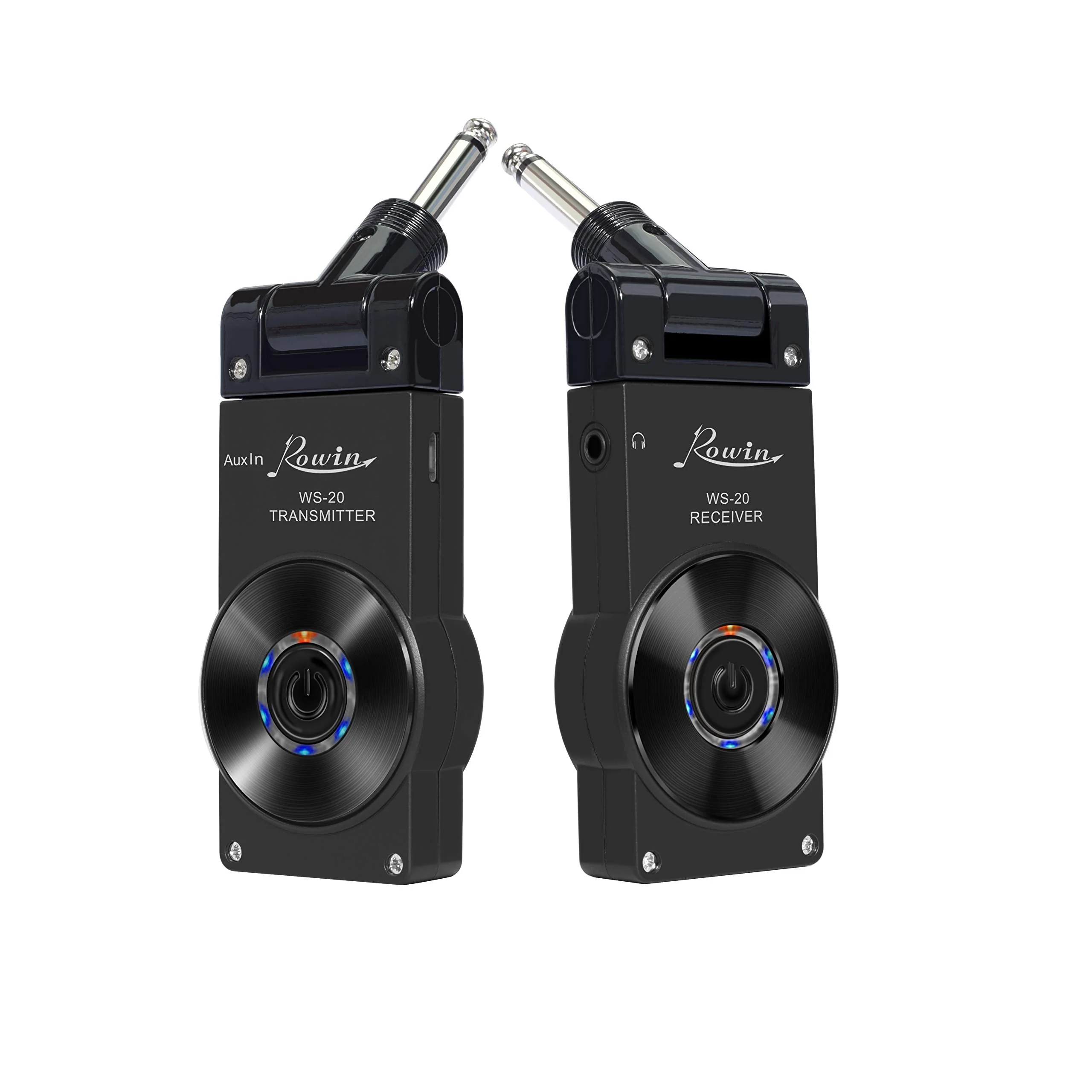 Rowin 2.4G Guitar Wireless System Transmitter Receiver for Electric Guitar Bass Violin with Rechargable Battery, USB Cable (Full Black) Full Black - Image 2