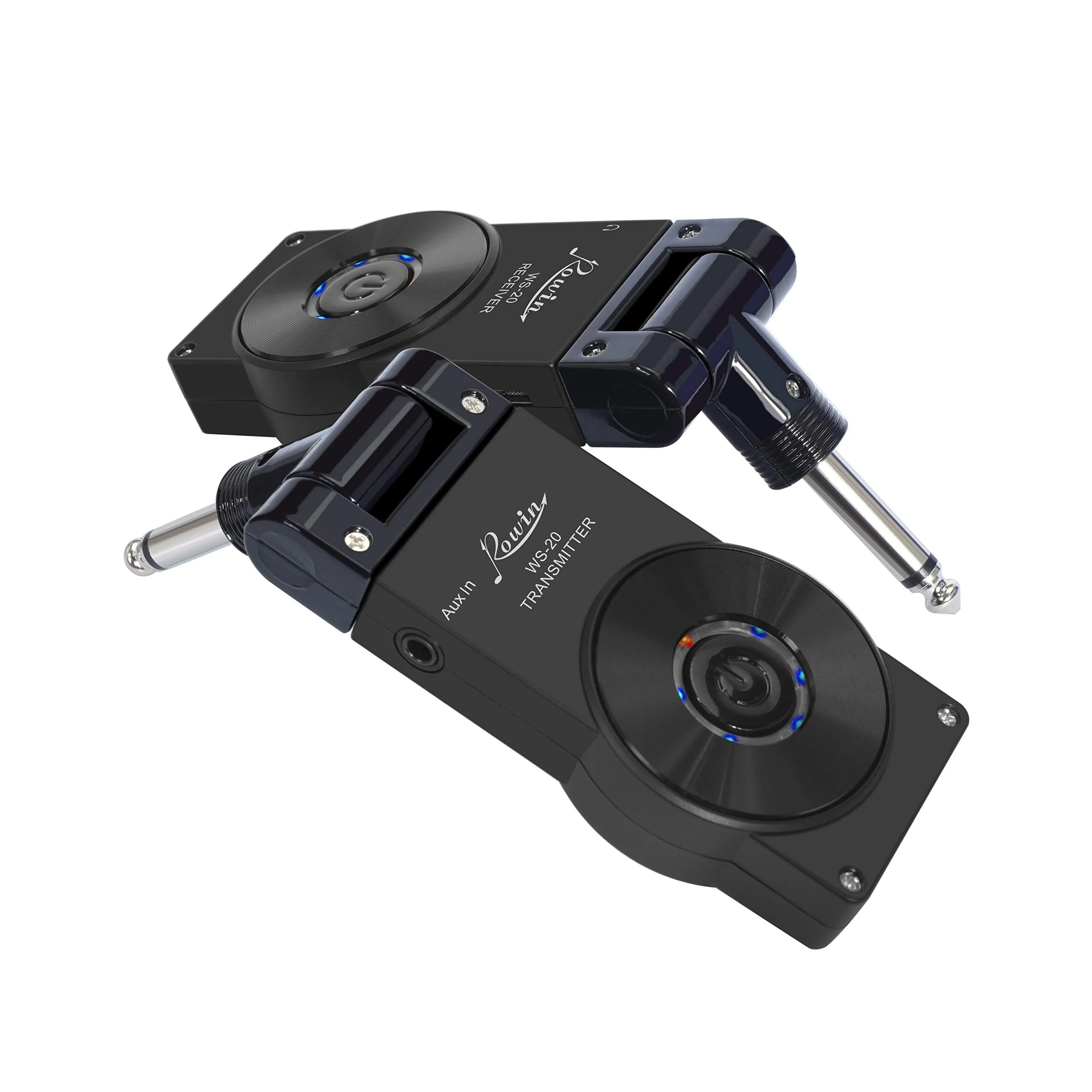 Rowin 2.4G Guitar Wireless System Transmitter Receiver for Electric Guitar Bass Violin with Rechargable Battery, USB Cable (Full Black) Full Black - Image 4