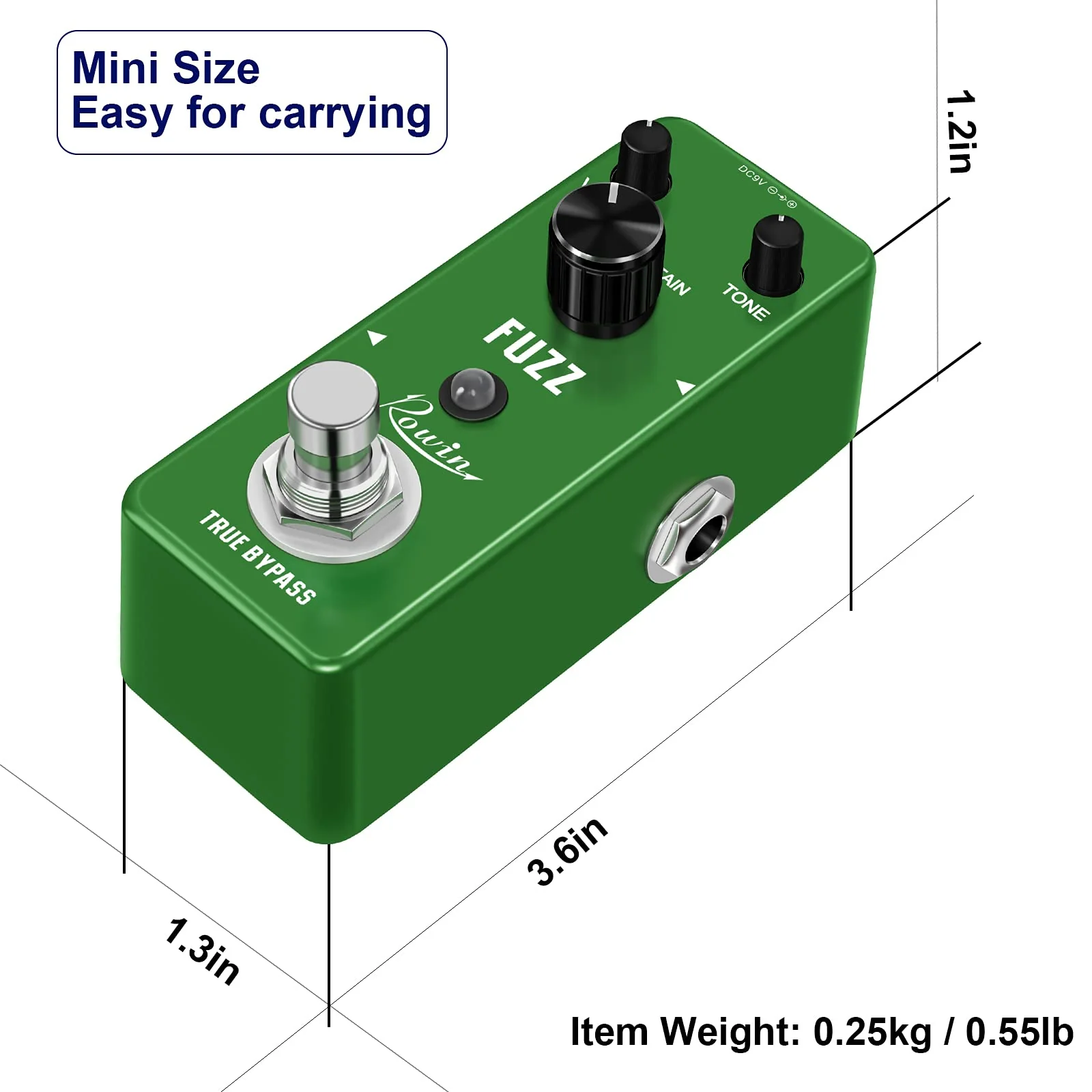 Rowin Analog Fuzz Pedal for Electric Guitar Bass True Bypass LEF-306 - Image 5