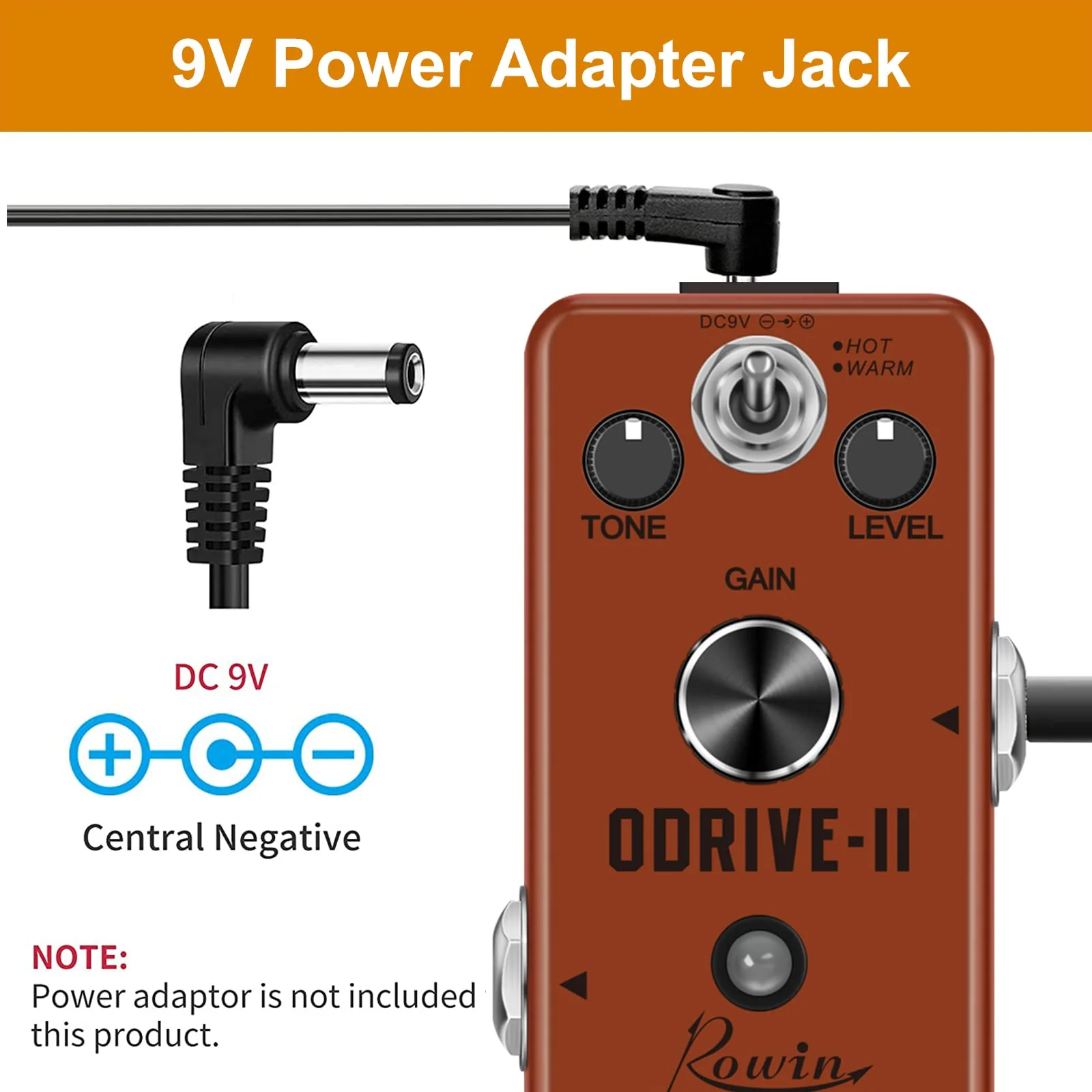 Rowin Blues Overdrive Pedal for Guitar True Bypass with Warm and Hot Modes - Image 4