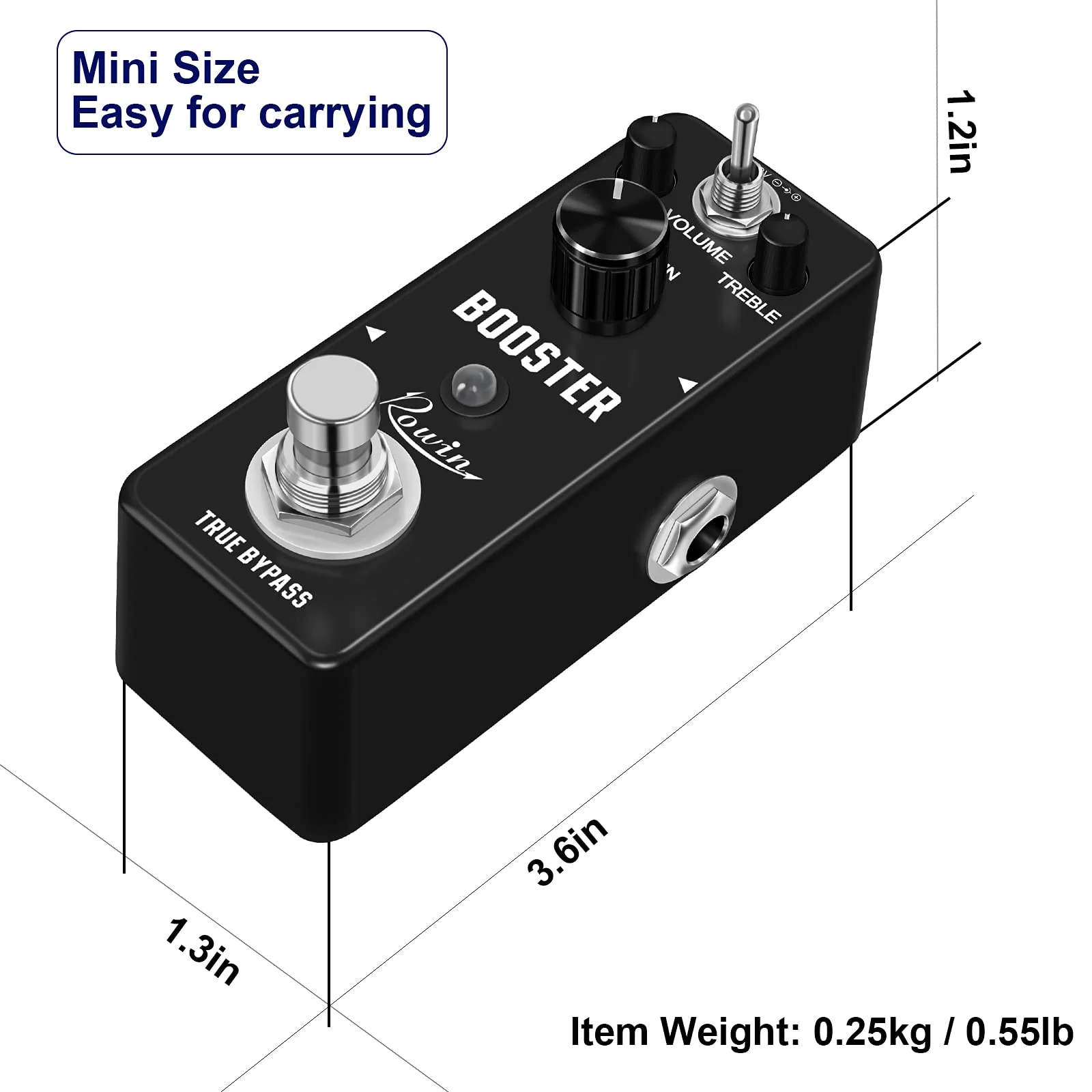 Rowin Booster Pedal with Rich Distortion Sound True Bypass LEF-318 - Image 5