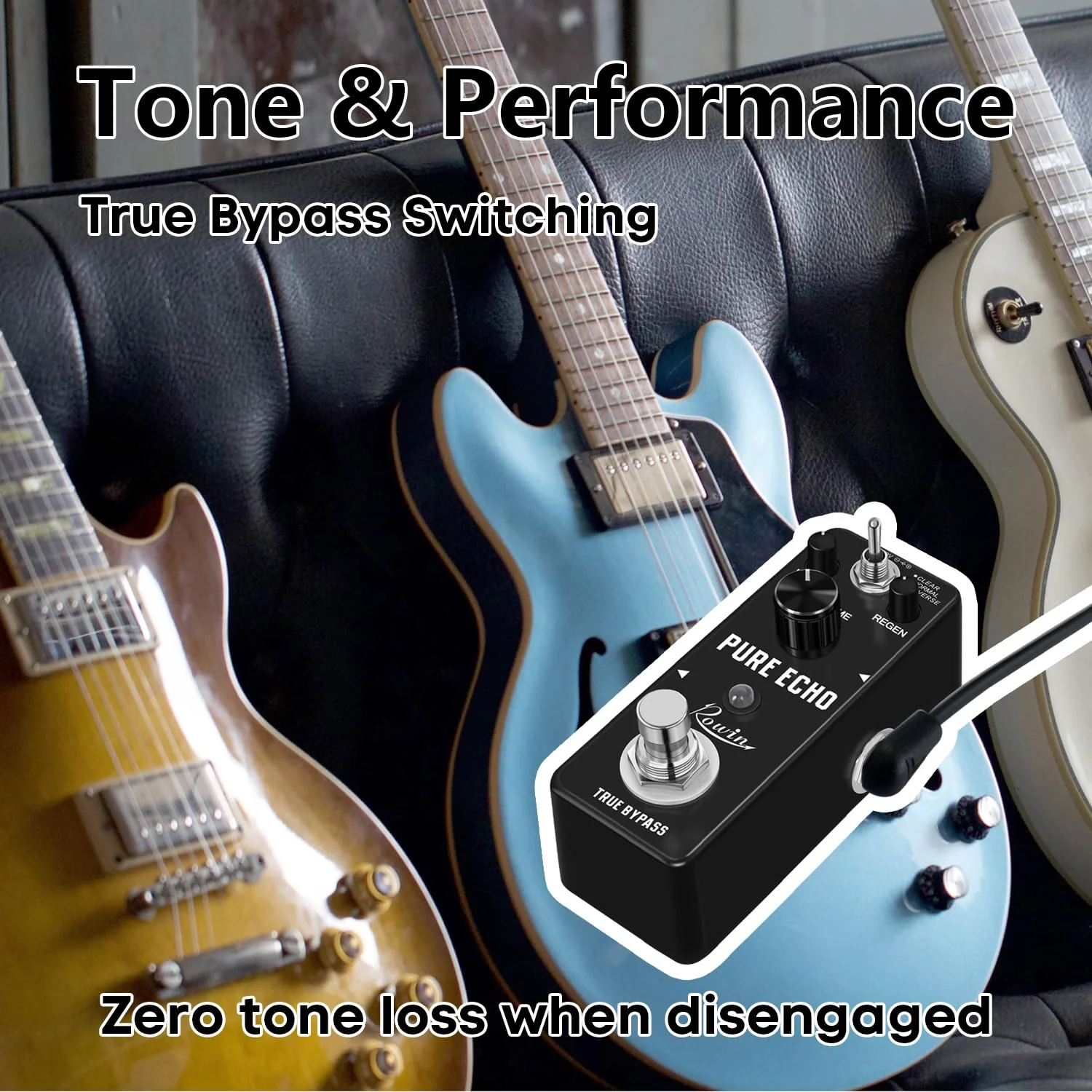 Rowin Digital Delay Guitar Effect Pedal Pure Echo with Clear Normal Reverse Function - Image 3