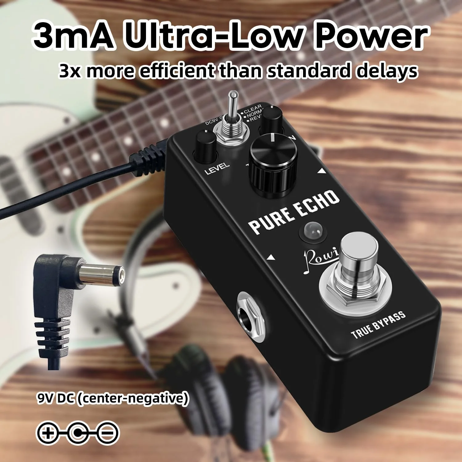 Rowin Digital Delay Guitar Effect Pedal Pure Echo with Clear Normal Reverse Function - Image 5