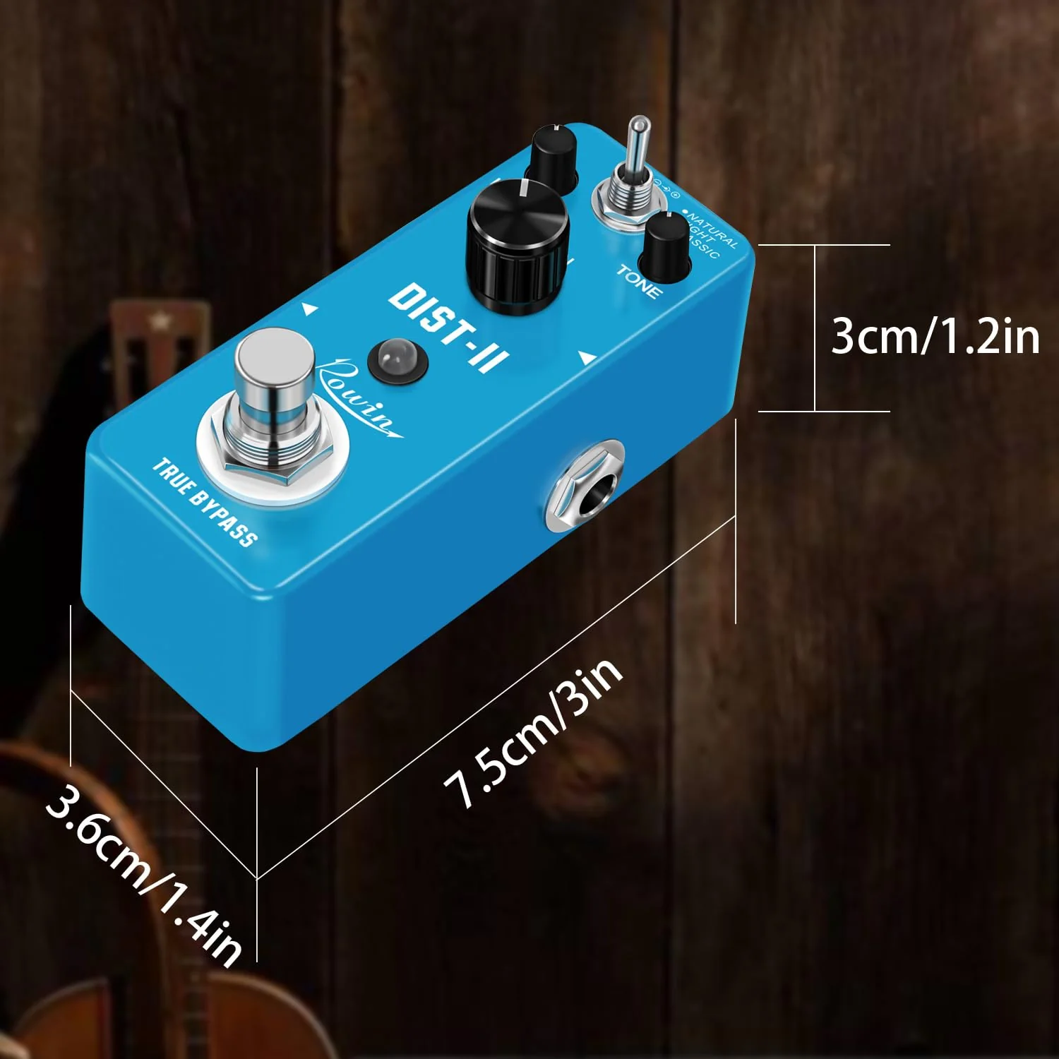 Rowin Distortion Guitar Effect Pedal Mini Analog Solo Distortion Pedal for Electric Guitar True Bypass DC 9V Blue LEF-301B - Image 6