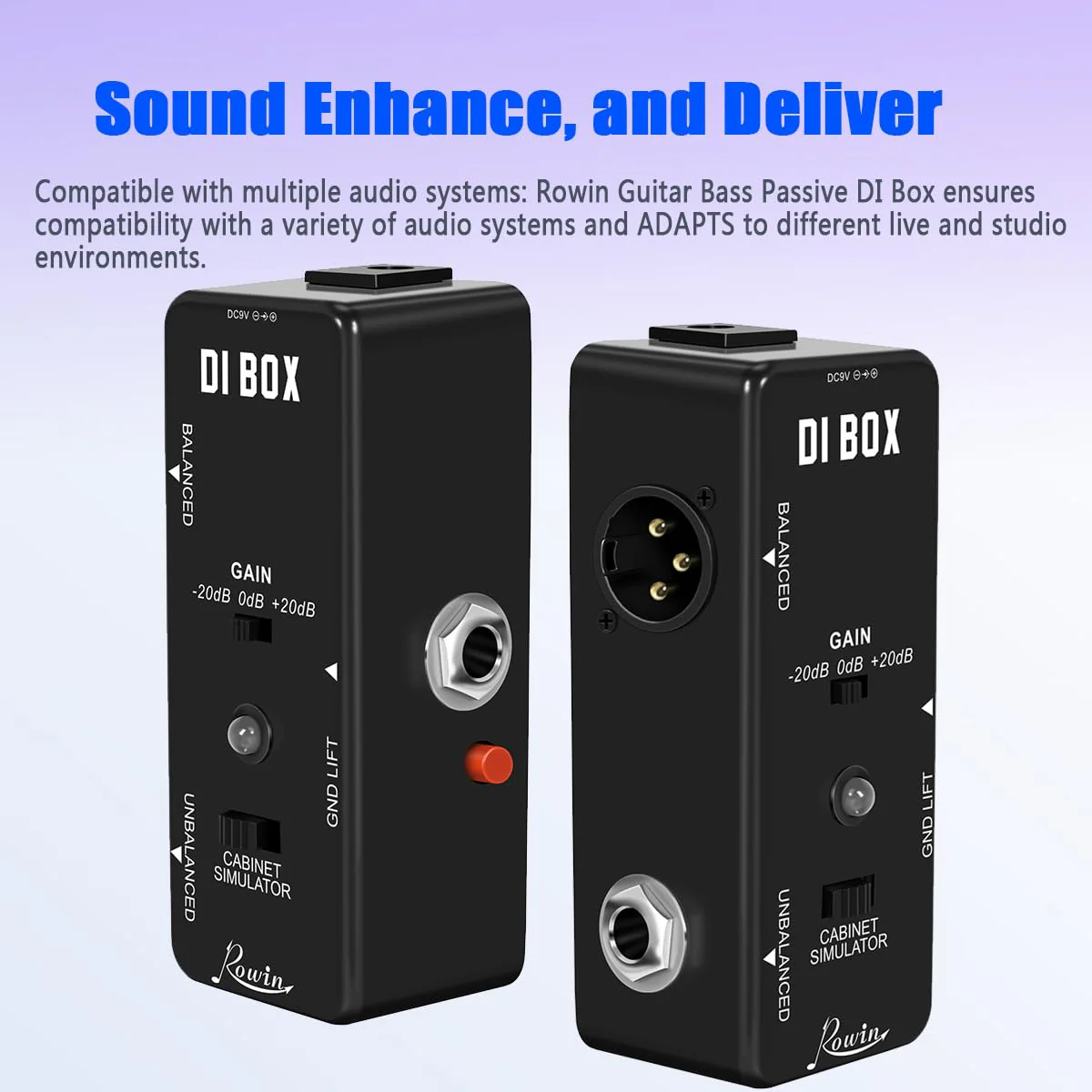 Rowin Guitar Bass Passive DI Box Instrument to Balanced and Unbalanced Micro Direct Box Pedal - Image 2