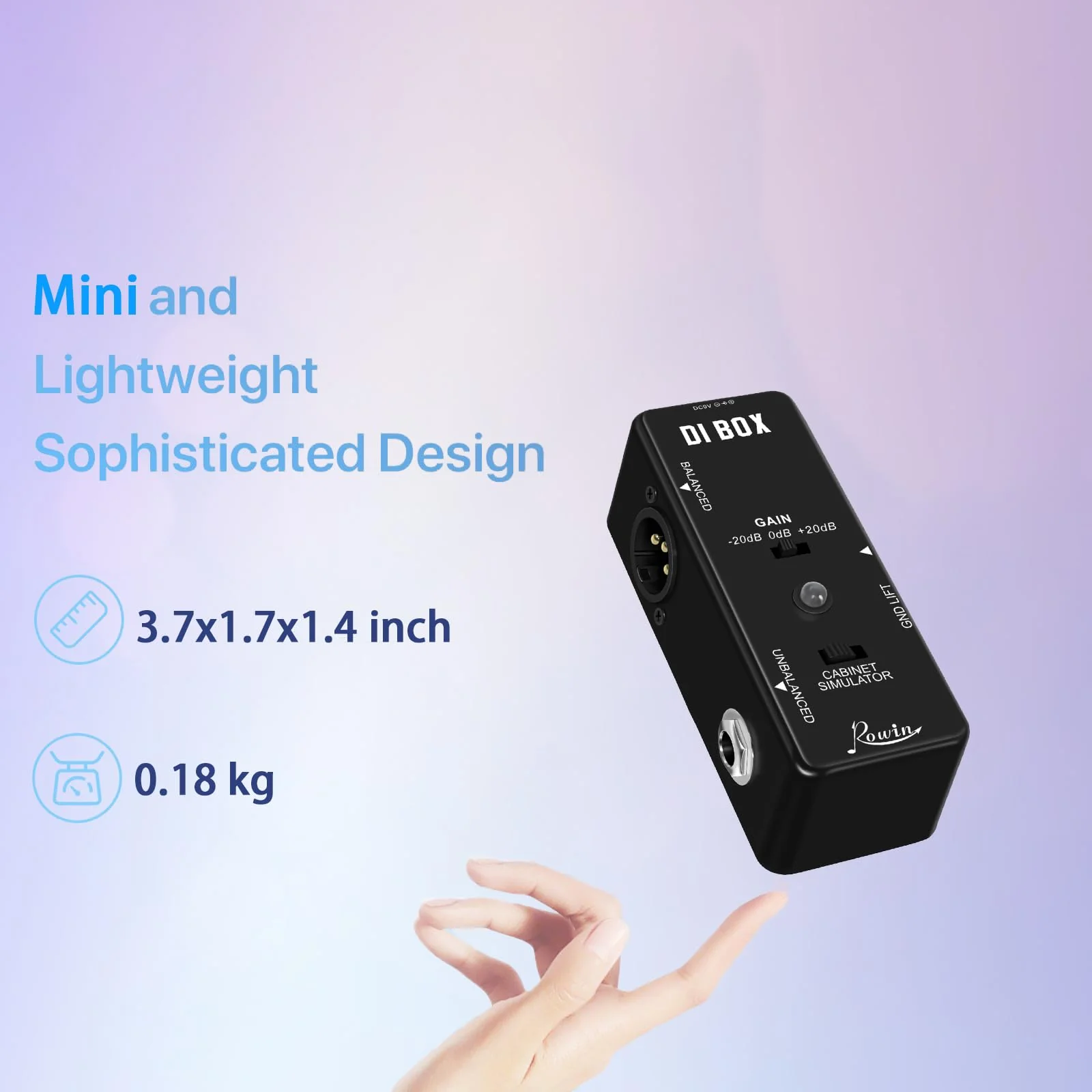 Rowin Guitar Bass Passive DI Box Instrument to Balanced and Unbalanced Micro Direct Box Pedal - Image 5