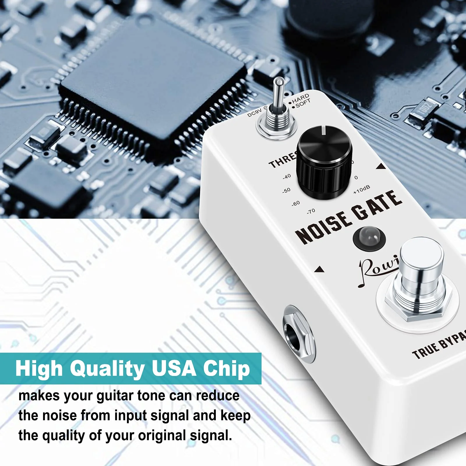 Rowin Guitar Noise Killer Noise Gate Suppressor Effect Pedal LEF-319 White - Image 3