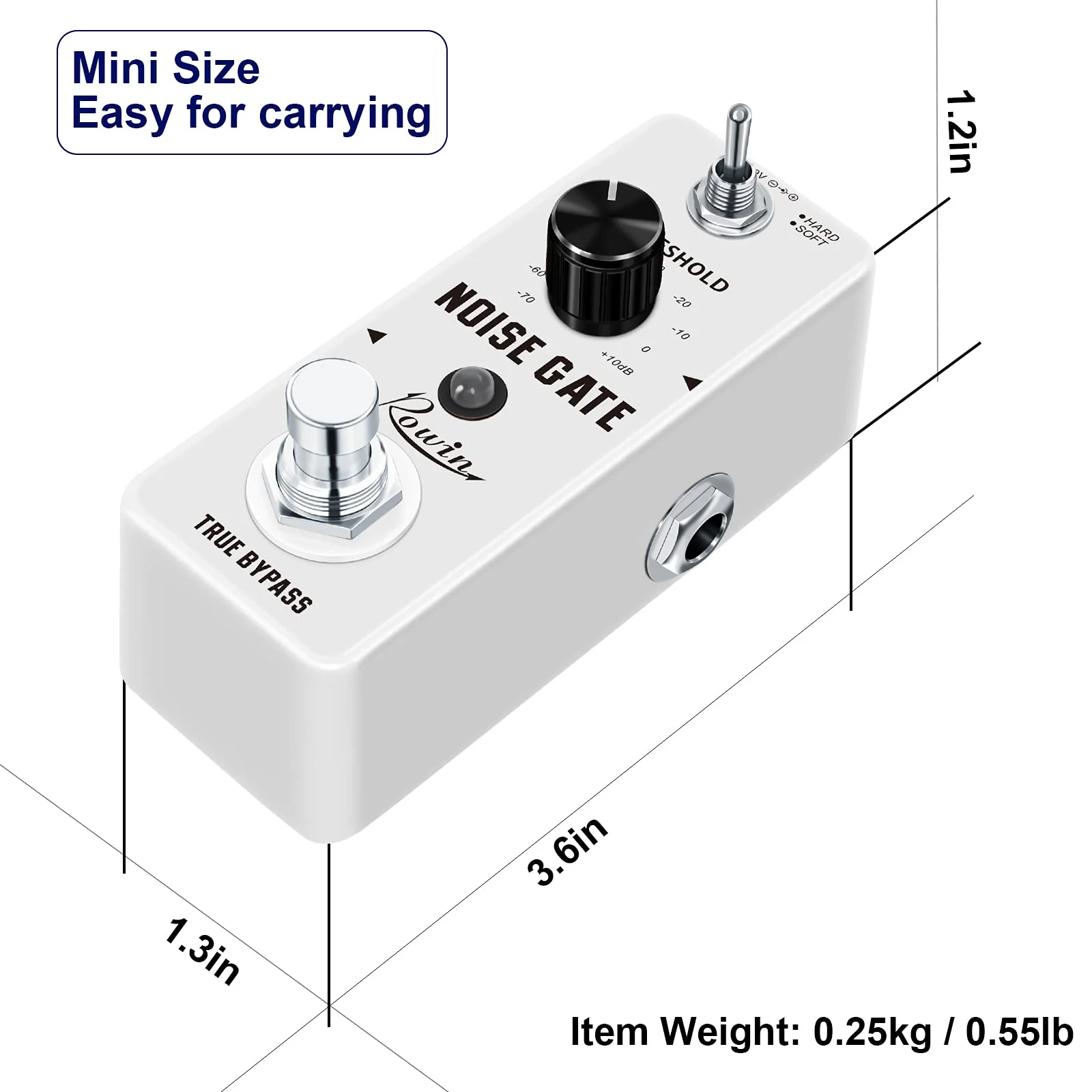 Rowin Guitar Noise Killer Noise Gate Suppressor Effect Pedal LEF-319 White - Image 5