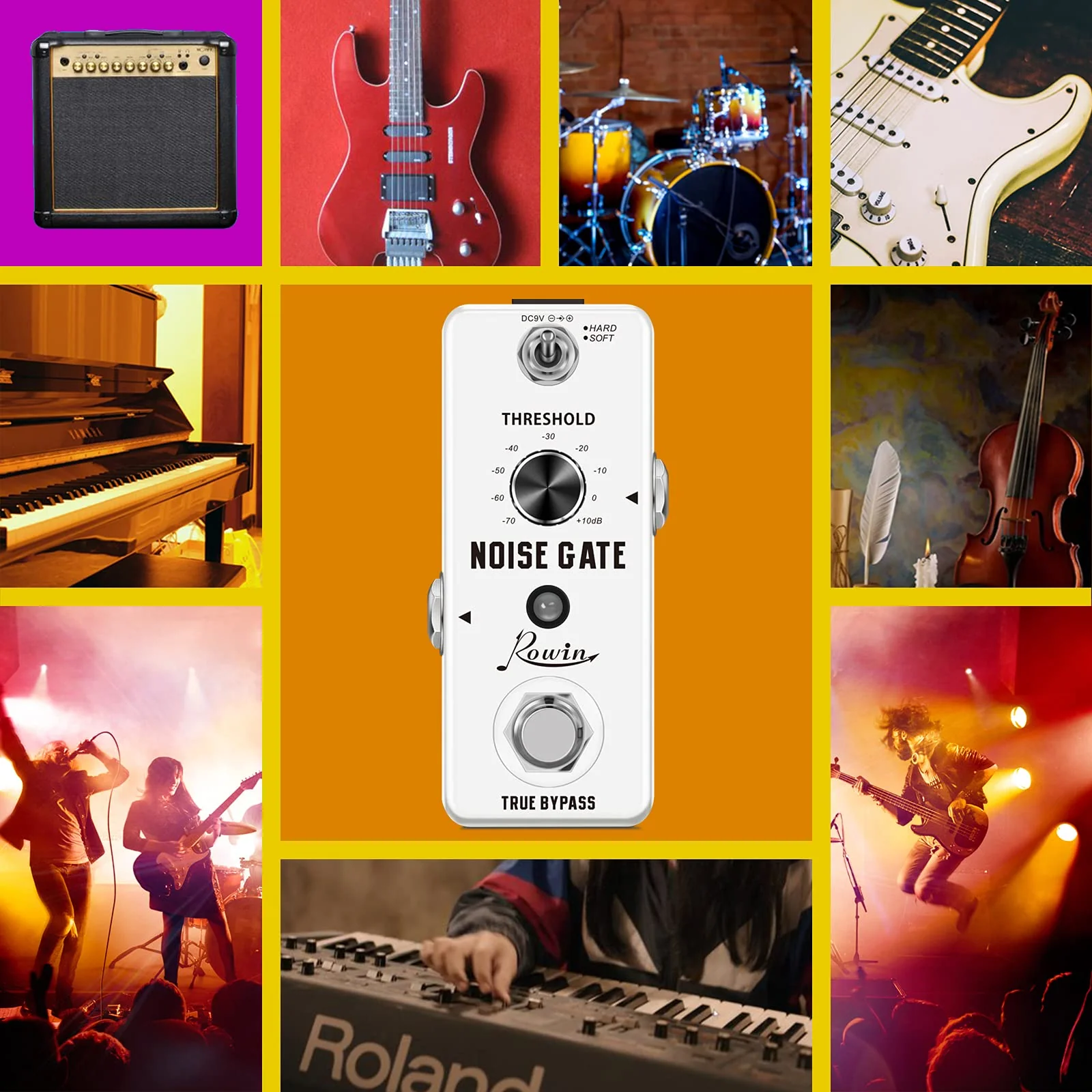 Rowin Guitar Noise Killer Noise Gate Suppressor Effect Pedal LEF-319 White - Image 7