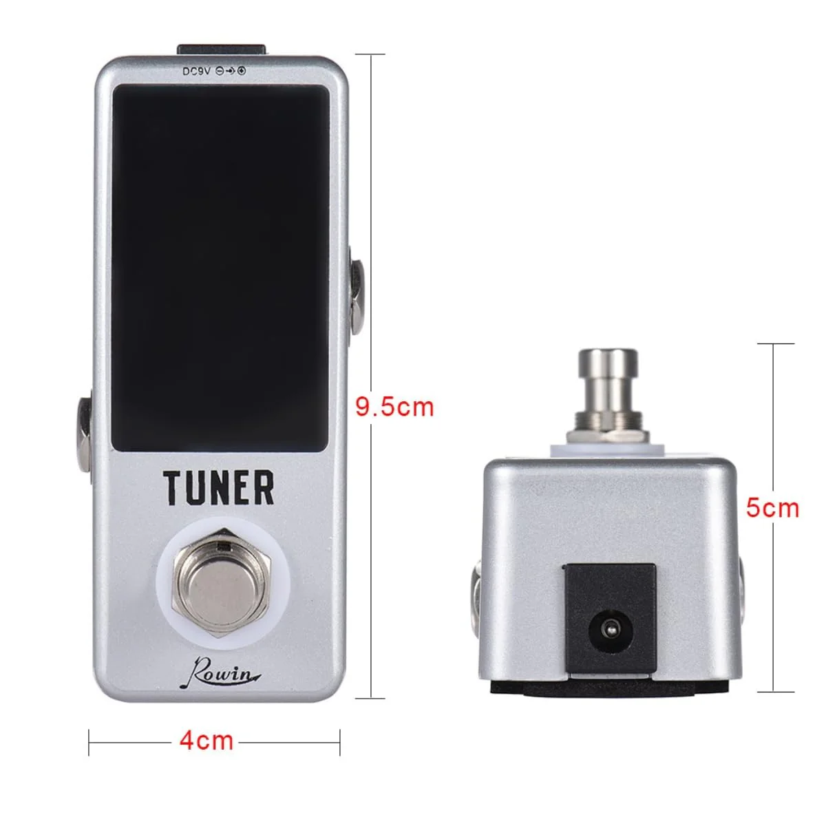 Rowin High Precision Guitar Chromatic Tuner Pedal Ture Bypass Silver - Image 4