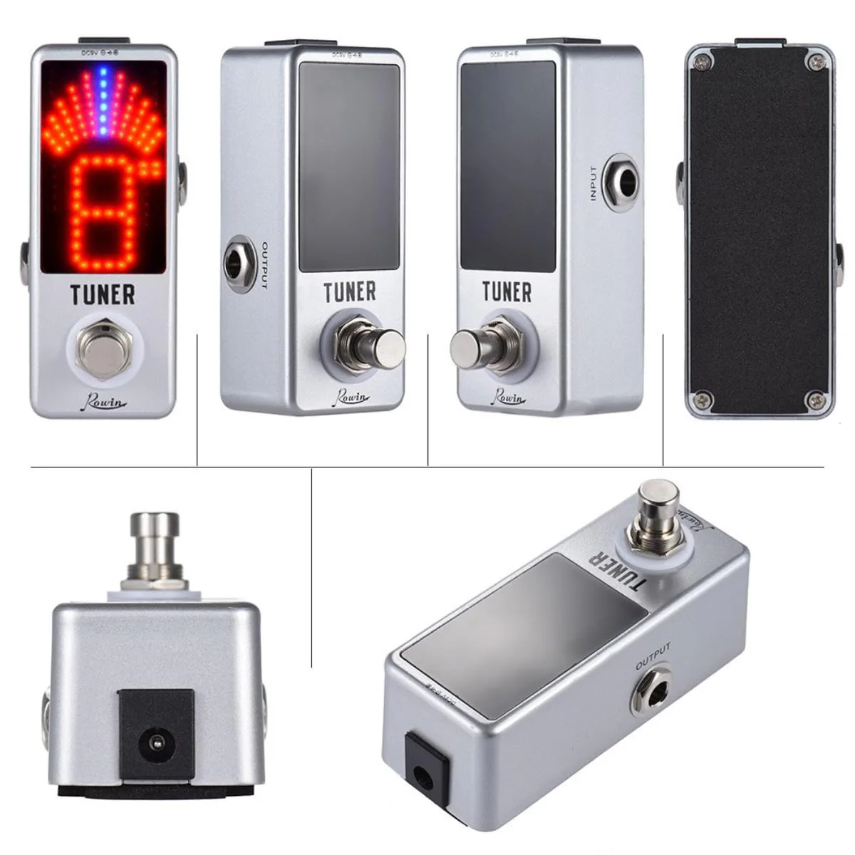 Rowin High Precision Guitar Chromatic Tuner Pedal Ture Bypass Silver - Image 7