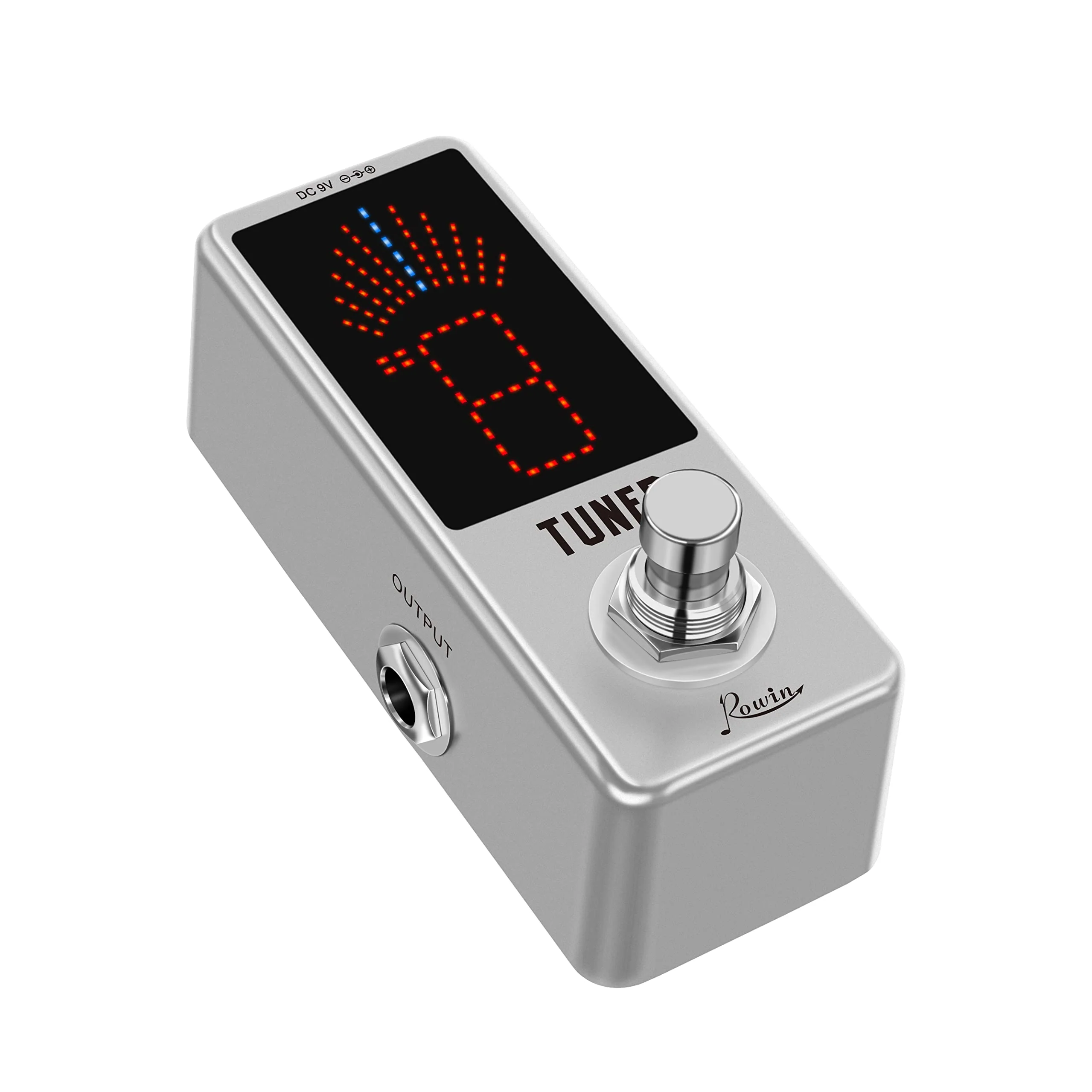 Rowin LT-910 Chromatic Tuner Pedal - Ultra-Precise Strobe Mode (±0.1% Accuracy), LED Display, True Bypass, Compact Metal Design (DC 9V Powered, Adapter not Included)