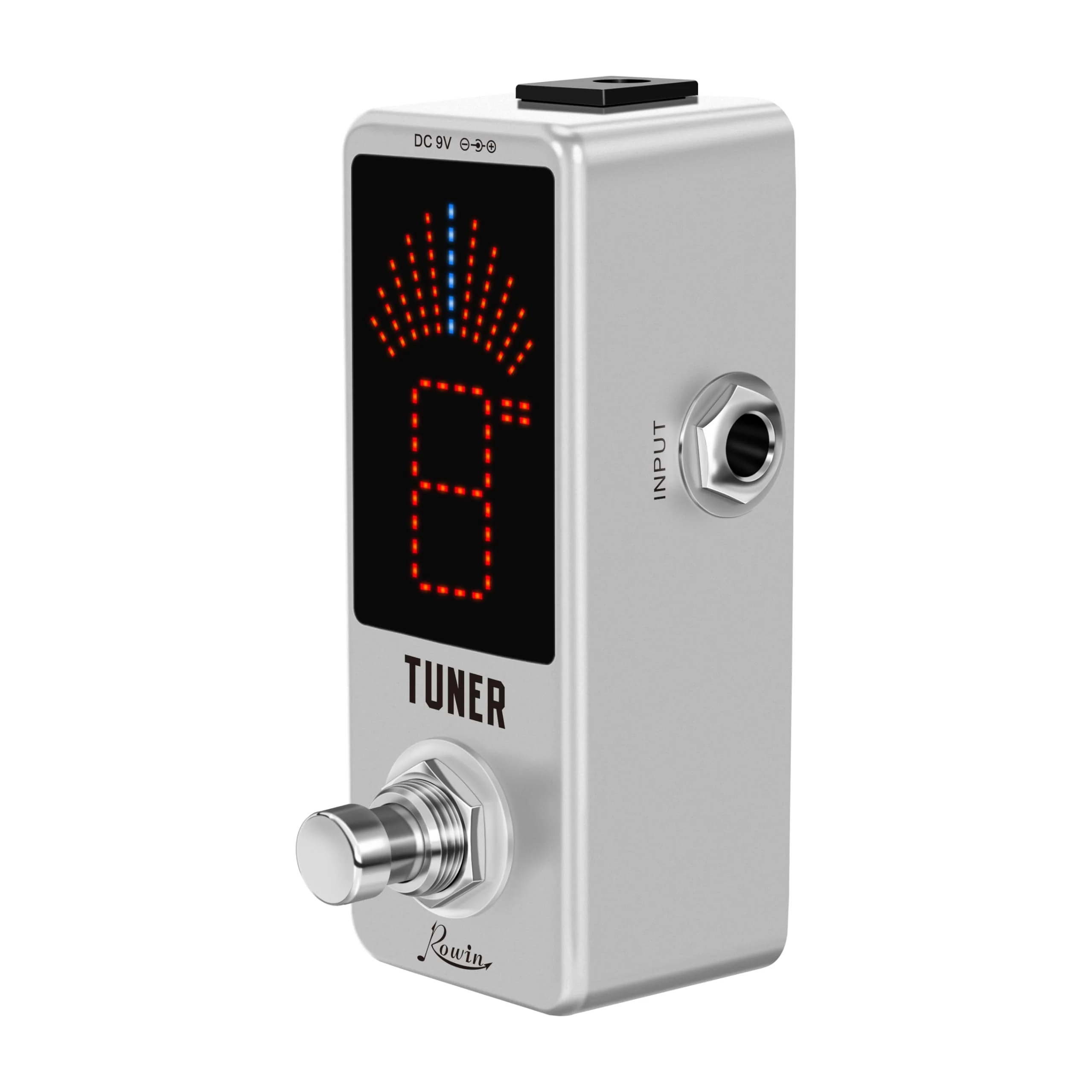 Rowin LT-910 Chromatic Tuner Pedal - Ultra-Precise Strobe Mode (±0.1% Accuracy), LED Display, True Bypass, Compact Metal Design (DC 9V Powered, Adapter not Included) - Image 4