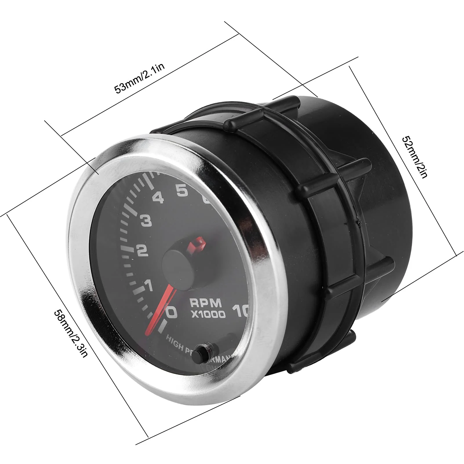 RPM Tachometer, 2in 10,000 RPM 7 Color LED Shift Light Tachometer Gauge for 4, 6, 8 Cylinder Gas Engines - Image 8