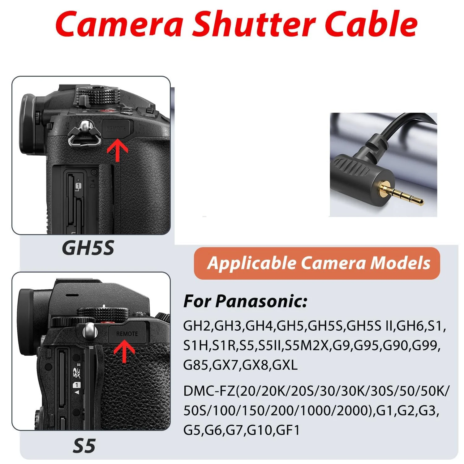 RSS-P Camera Shutter Release Cable for Panasonic GH5S, GH5, G9, Compatible with DJI Ronin Stabilizer, TRRS 2.5mm Remote Control for Photo and Video - Image 6