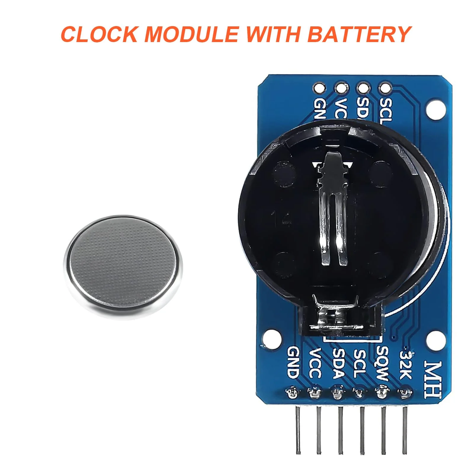 RTC IIC Precision Clock Module, QIQIAZI Real-time Module Clock RTC Sensor with Battery Compatible with Arduino (Pack of 5) 5 PCS - Image 3