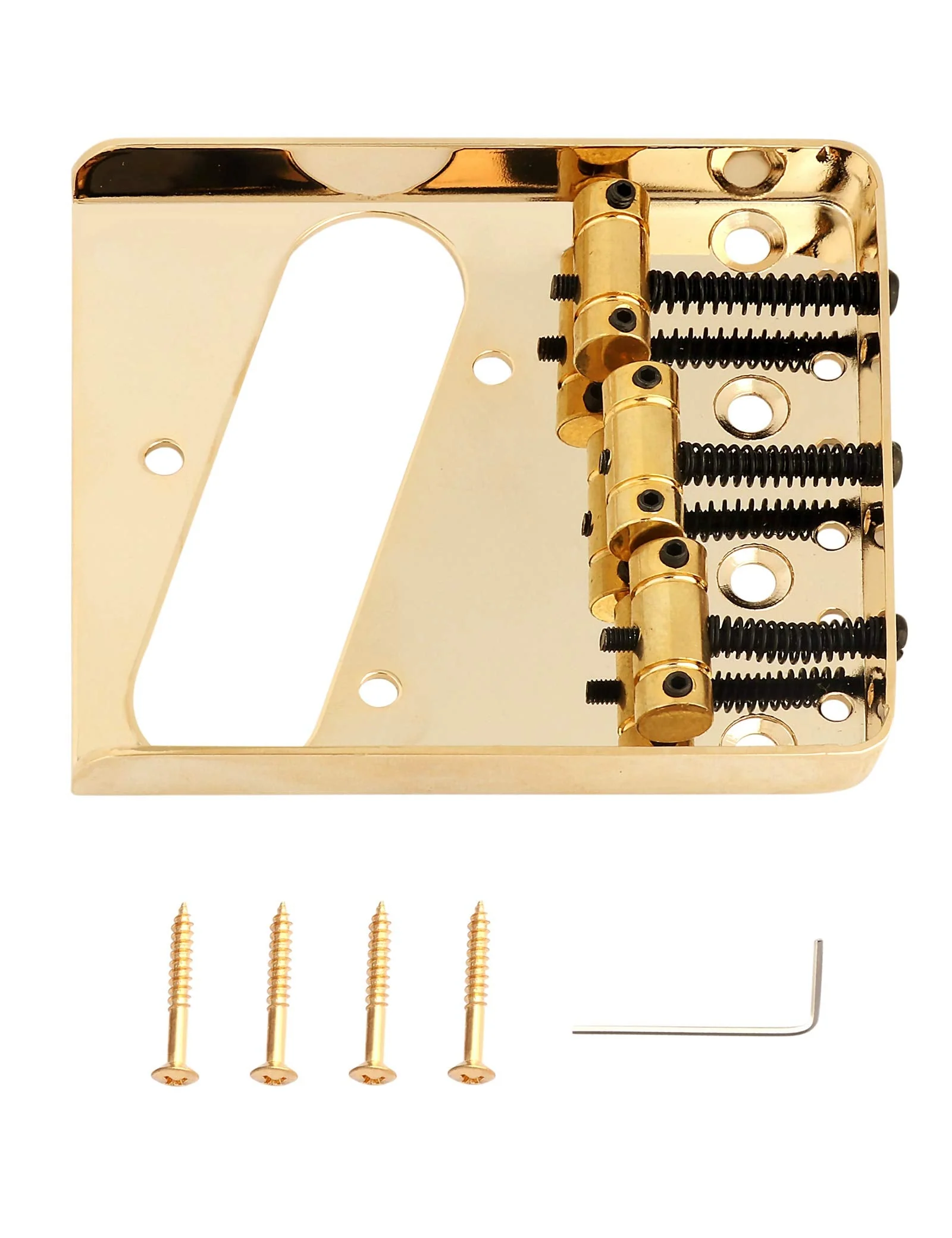 Rubatone Guitar Bridge Tailpiece 3Pcs Zinc Saddles Bridge Top or Bottom Load Ashtray Style for Vintage Tele Telecaster Style Electric Guitar Parts Gold. - Image 3