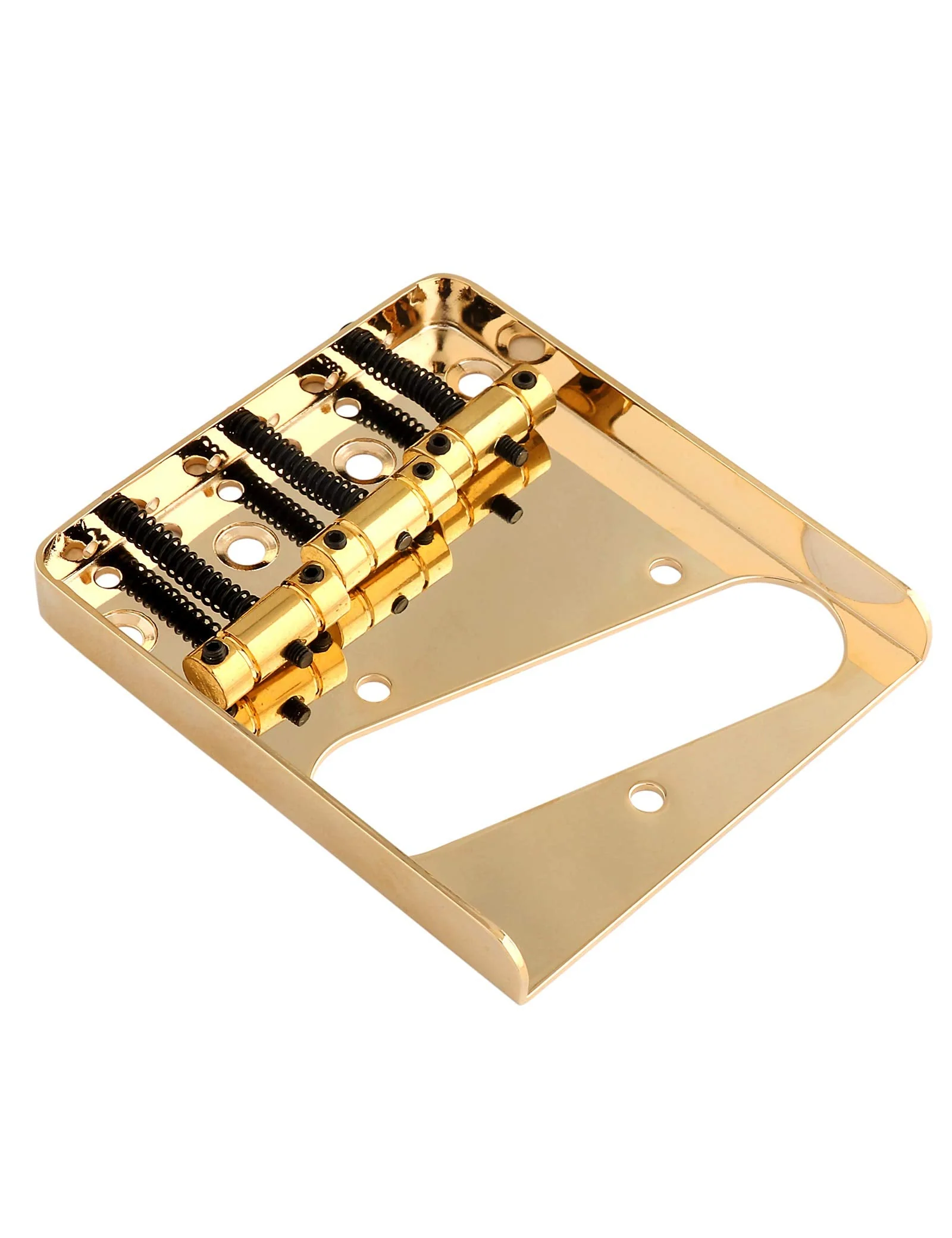 Rubatone Guitar Bridge Tailpiece 3Pcs Zinc Saddles Bridge Top or Bottom Load Ashtray Style for Vintage Tele Telecaster Style Electric Guitar Parts Gold. - Image 5