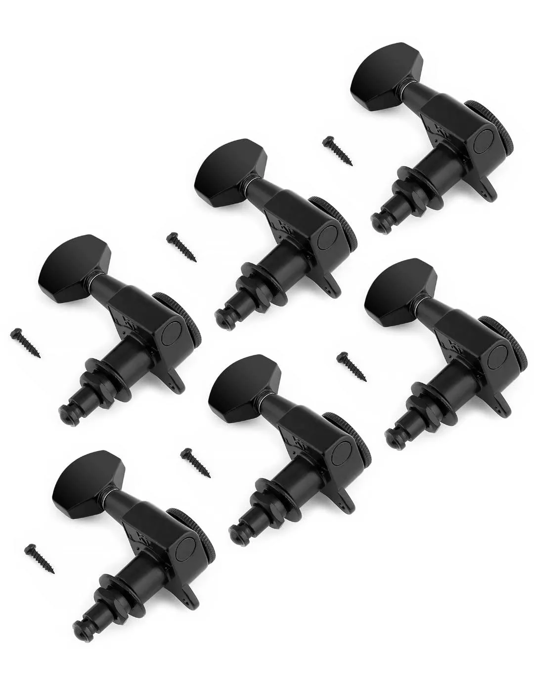 Rubatone Locking Guitar String Tuning Pegs Sealed Machine Heads Tuners Tuning Keys 6 In Line for Right Handed Electric Guitar or Acoustic Guitar Black. - Image 2