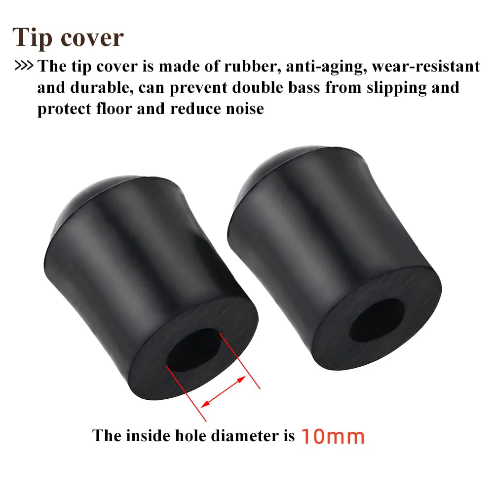 Rubber End Caps, 2pcs Upright Bass Endpin Rubber Tip Stopper Replacement Protector End Cap for Double Bass End Pin Protector(Inner Diameter: approx. 9.5mm) - Image 4