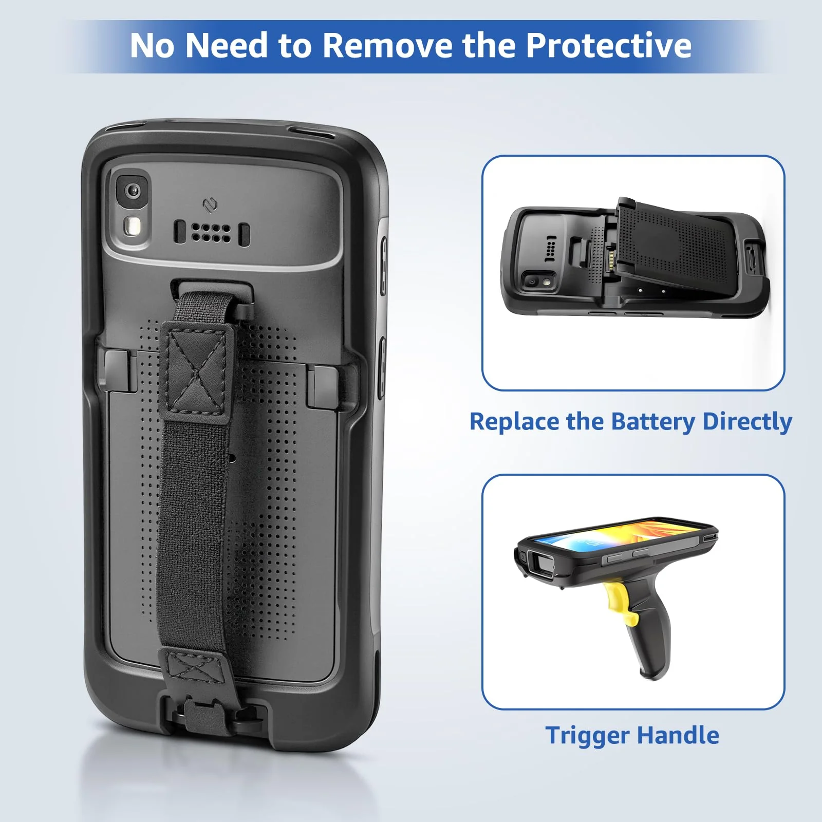 Rugged Case for TC22,Protective Bumper Case Cover Rugged Boot for Zebra TC22 TC27 Mobile Computer Scanner,SG-TC2L-BOOT-01 with Hand Strap and Tempered Glass,Black - Image 5