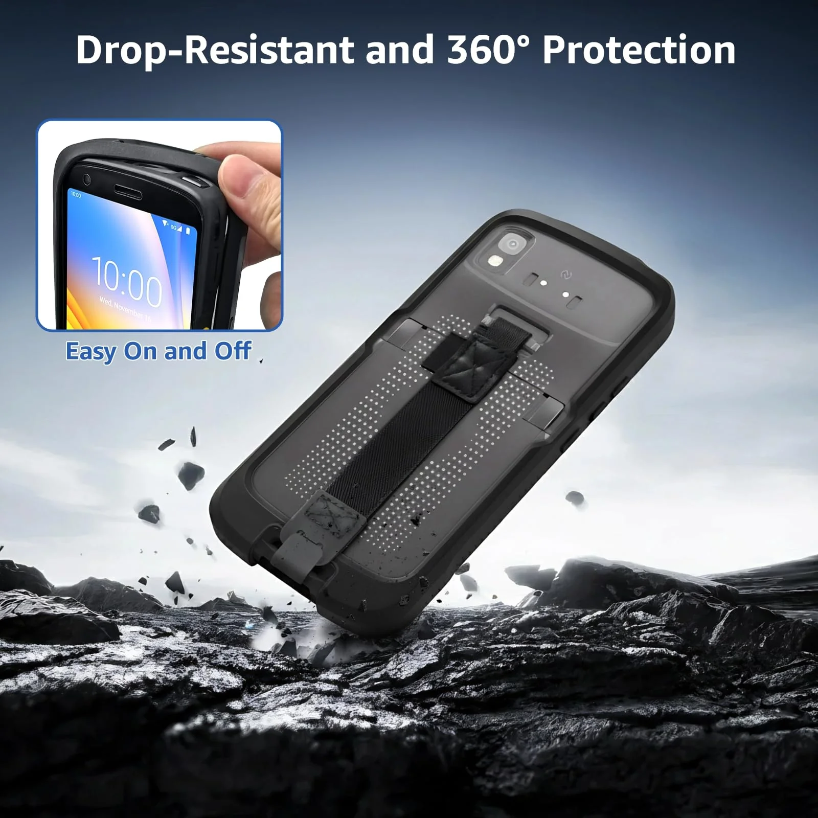 Rugged Case for TC22,Protective Bumper Case Cover Rugged Boot for Zebra TC22 TC27 Mobile Computer Scanner,SG-TC2L-BOOT-01 with Hand Strap and Tempered Glass,Black - Image 7