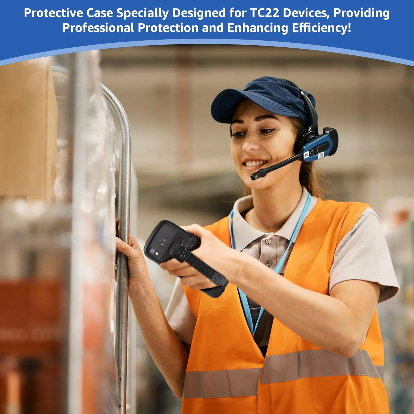 Rugged Case for TC22,Protective Bumper Case Cover Rugged Boot for Zebra TC22 TC27 Mobile Computer Scanner,SG-TC2L-BOOT-01 with Hand Strap and Tempered Glass,Black - Image 8