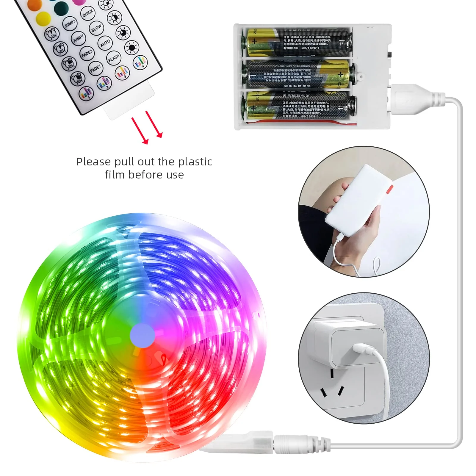 RUISHINE Battery Operated LED Strip Lights 32.8ft, Battery Powered Led Strip Lights for Bedroom Color Changing APP Remote, USB Led Lights for TV, Room, Kitchen, Party - Image 2