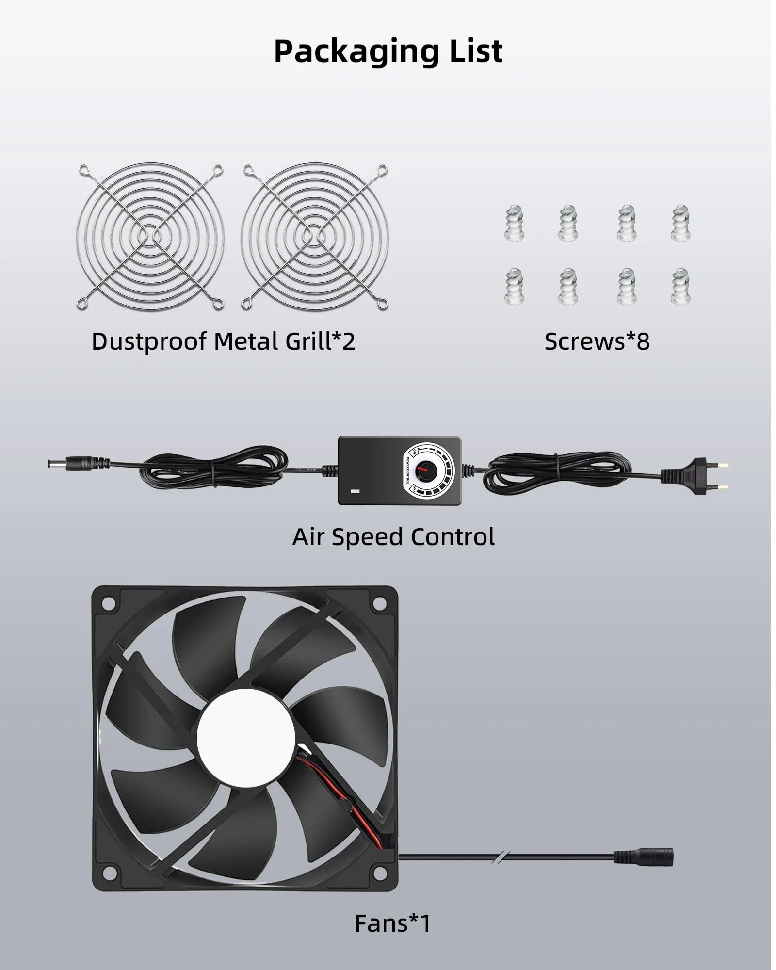 RUIZHI 120 mm Case Fan 12 V PC Fan - Computer Fan Adjustable Wind Speed, AC 220 V - 240 V Fan, 2750 RPM, Fan for PC Laptop, TV, Radio, Router, Single Row Fan 120mm×120mm×25mm - Image 6