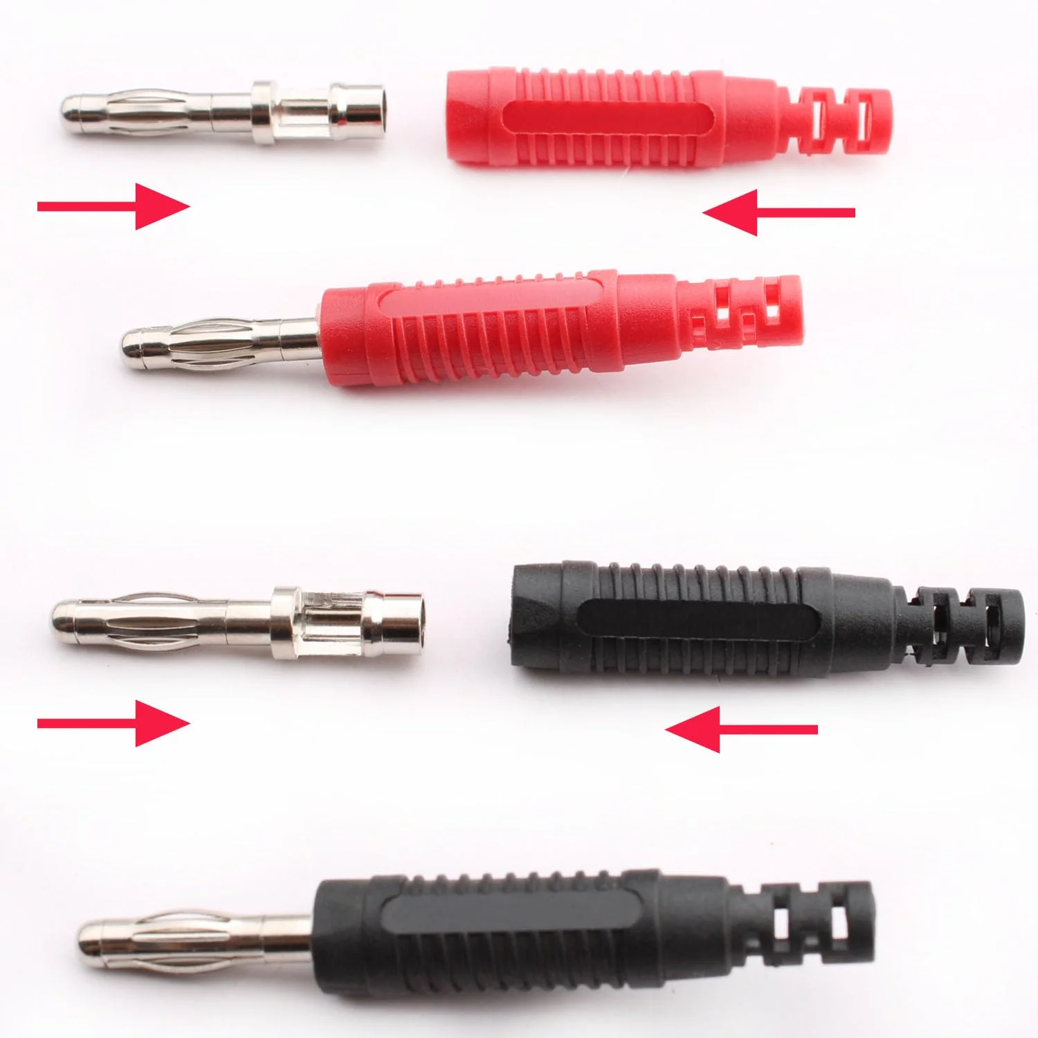 RUNCCI-YUN 10Pcs 4mm Banana plug Solder DIY Banana Plug Male Connectors Adapters for Multimeter Test Leads Probes(Black/Red) - Image 6