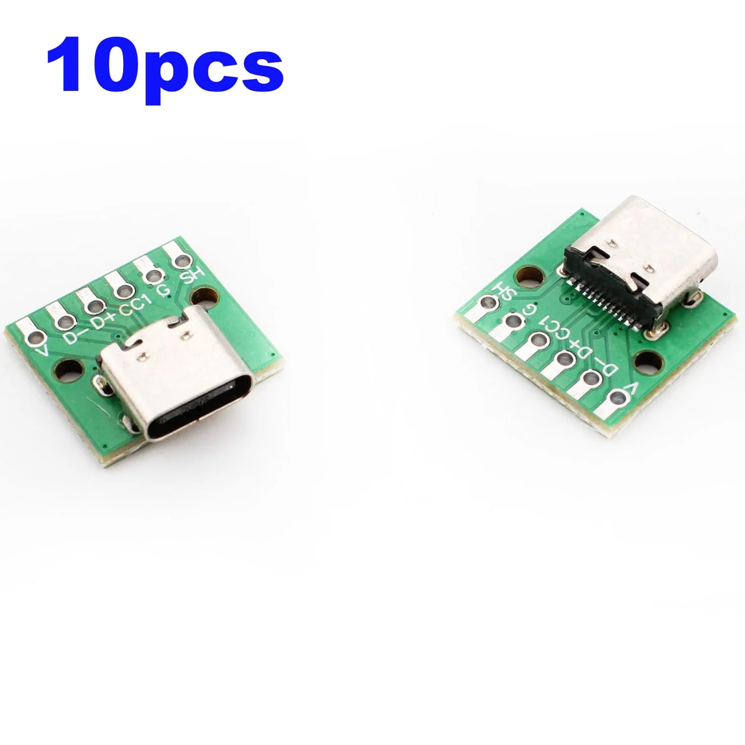 RUNCCI-YUN Pack of 10 USB C Breakout Board to DIP PCB Adapter Breakout Test Board Solder Socket 2.54 mm Pitch 16 Pin 3.1 Type C to 6P DIY Converter - Image 3