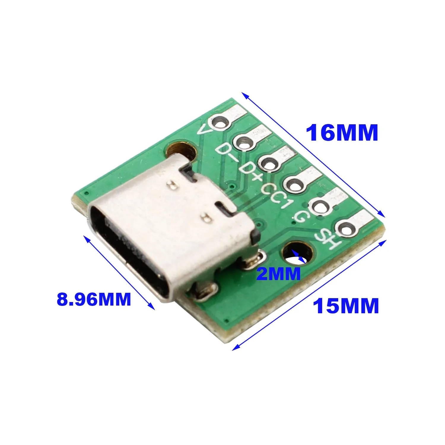 RUNCCI-YUN Pack of 10 USB C Breakout Board to DIP PCB Adapter Breakout Test Board Solder Socket 2.54 mm Pitch 16 Pin 3.1 Type C to 6P DIY Converter - Image 4