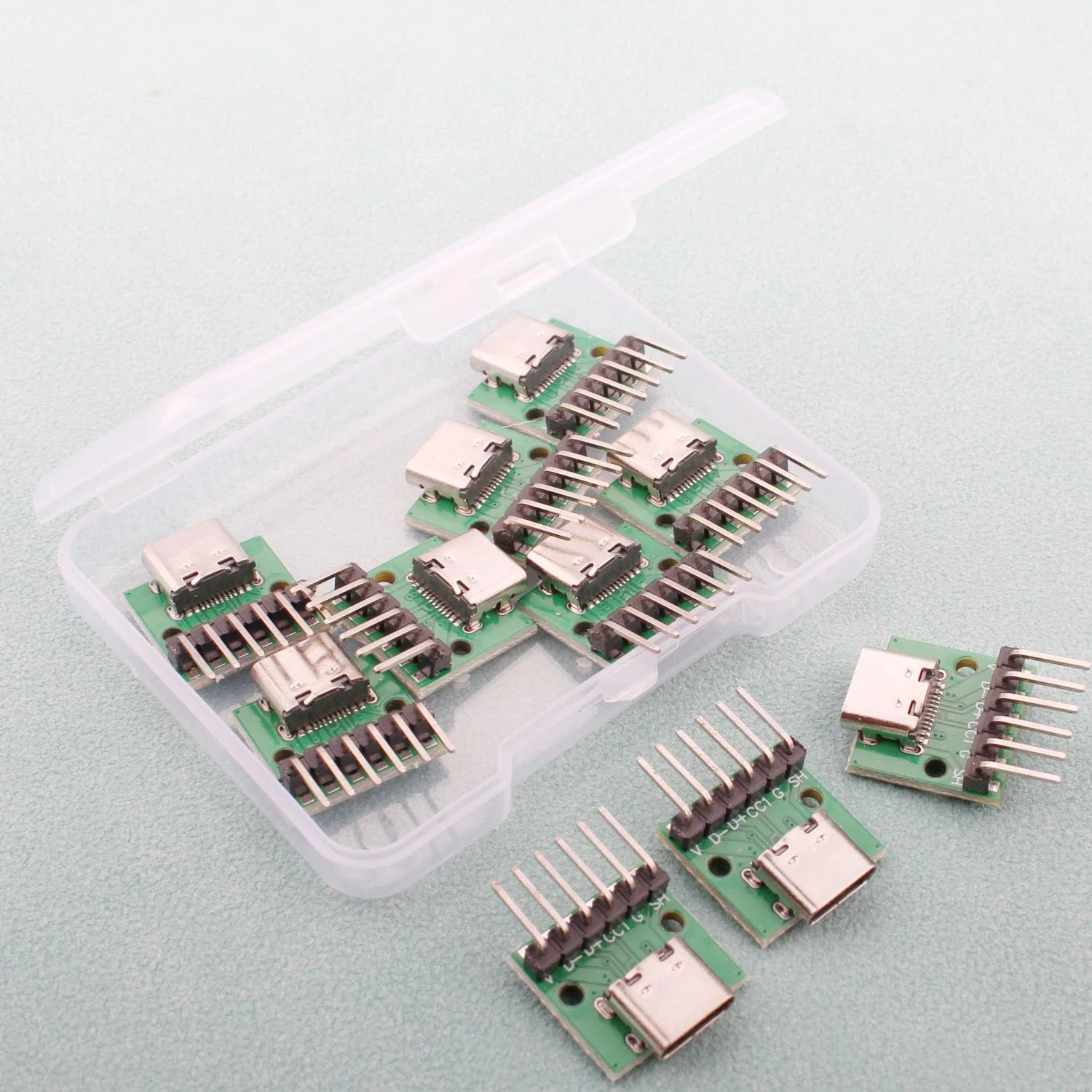 RUNCCI-YUN Pack of 10 USB C Breakout Board to DIP PCB Adapter Breakout Test Board with Curved, Pin 2.54 mm Pitch, 16 Pin 3.1 Type C to 6P DIY Converter - Image 5