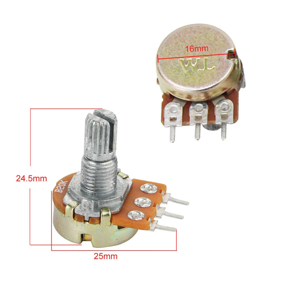 RUNCCI-YUN Potentiometer 10K 3 Terminal Rotary Potentiometer with Cap Nuts and Washer (B10K-10PCS) 10k ohm - Image 3