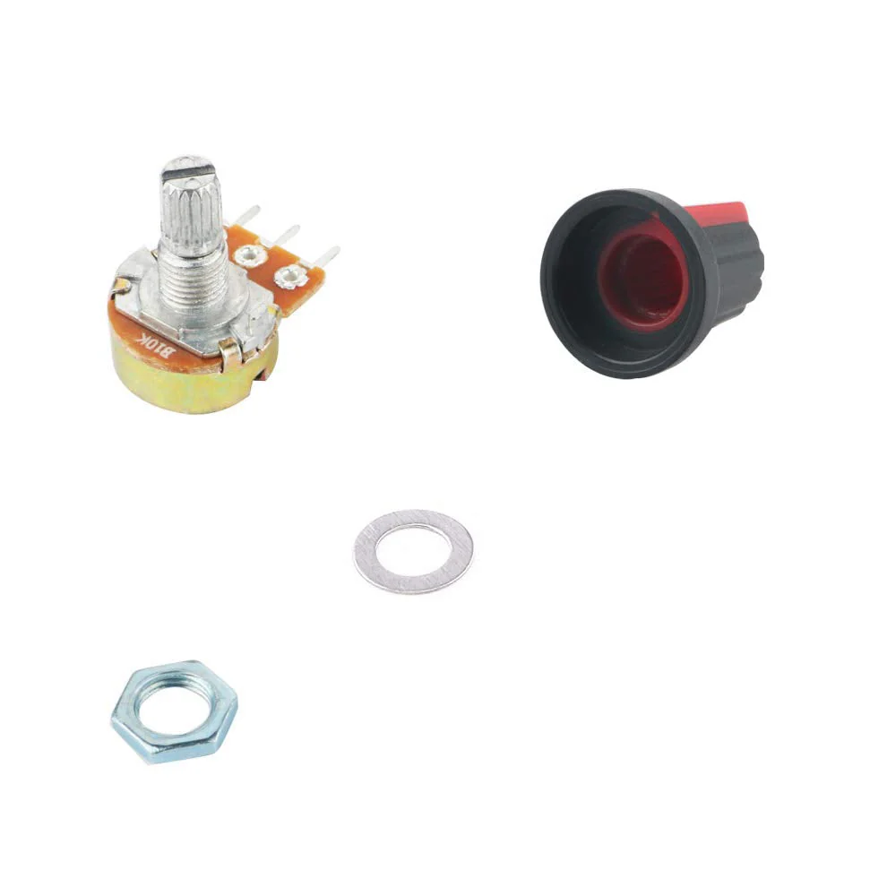 RUNCCI-YUN Potentiometer 10K 3 Terminal Rotary Potentiometer with Cap Nuts and Washer (B10K-10PCS) 10k ohm - Image 4