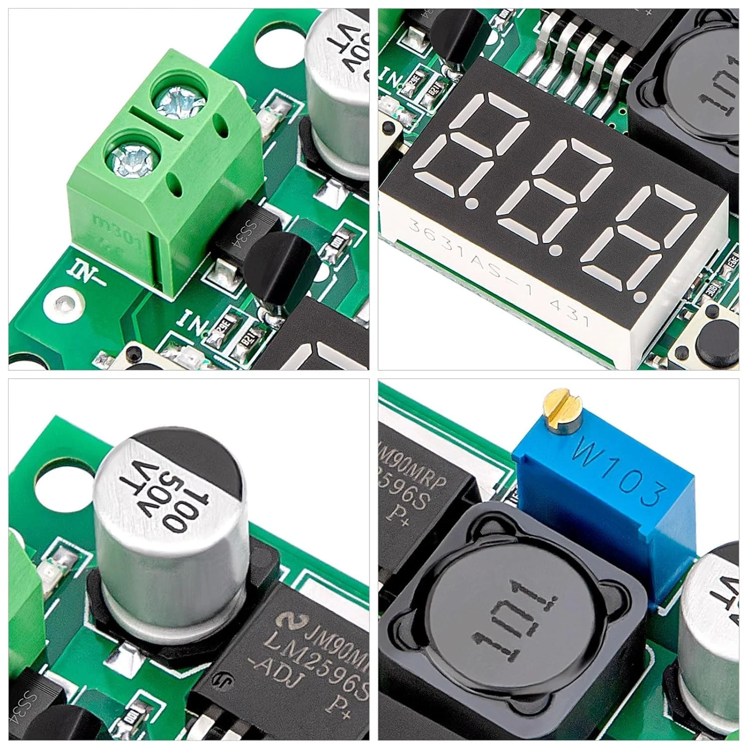 RUNCCI-YUN Set of 2 Adjustable DC Step Down Power Supply Converter, 4-40V Input to 1.25-37V Output Voltage Regulator with LED Voltmeter for DIY Arduino - Image 5