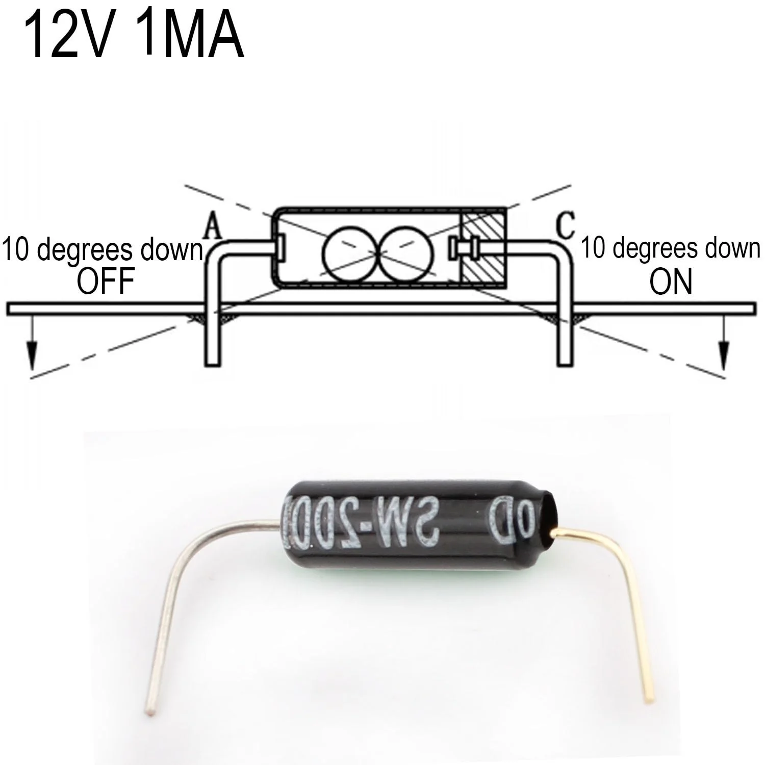 RUNCCI-YUN Tilt Sensor Angle Sensor Vibration Sensor Ball Switch 12V 1MA SW-200D Metal Ball Tilt Shake Trigger Switch for Arduino Smart Car (Black) Pack of 20 - Image 3